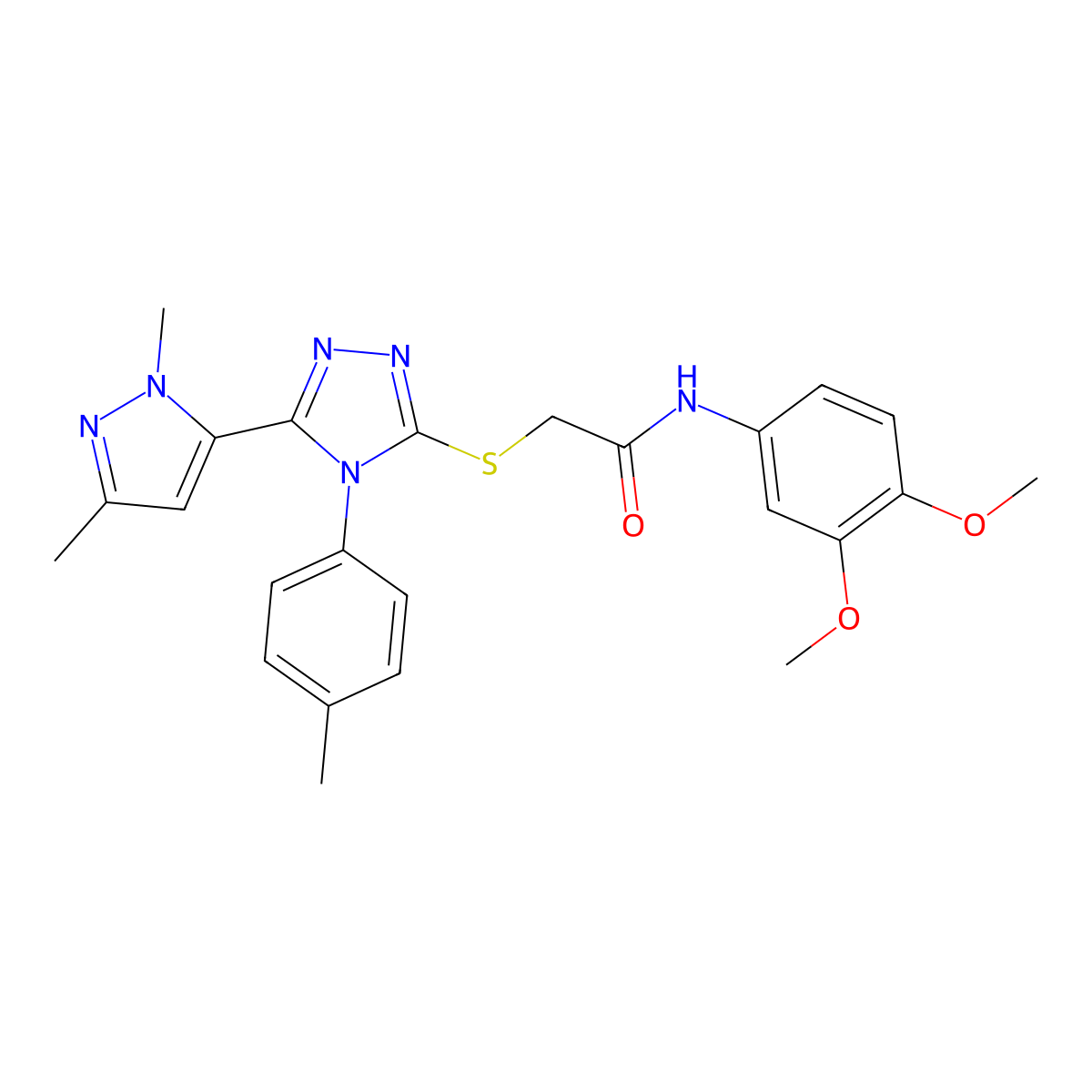 N-(3,4-dimethoxyphenyl)-2-[[5-(2,5-dimethylpyrazol-3-yl)-4-(4-methylphenyl)-1,2,4-triazol-3-yl]sulfanyl]acetamide molecular structure, CAS 512813-99-9