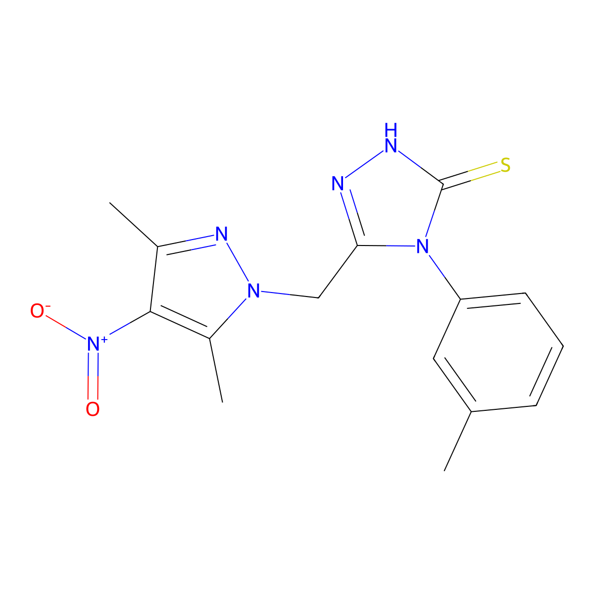 3-[(3,5-dimethyl-4-nitropyrazol-1-yl)methyl]-4-(3-methylphenyl)-1H-1,2,4-triazole-5-thione molecular structure, CAS 512814-02-7