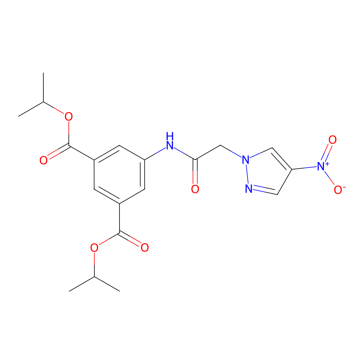 diisopropyl 5-[({4-nitro-1H-pyrazol-1-yl}acetyl)amino]isophthalate molecular structure, CAS 512814-05-0