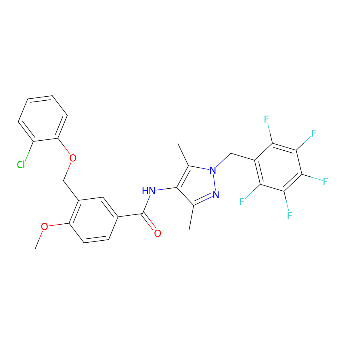 3-[(2-chlorophenoxy)methyl]-N-[3,5-dimethyl-1-[(2,3,4,5,6-pentafluorophenyl)methyl]pyrazol-4-yl]-4-methoxybenzamide molecular structure, CAS 512814-08-3