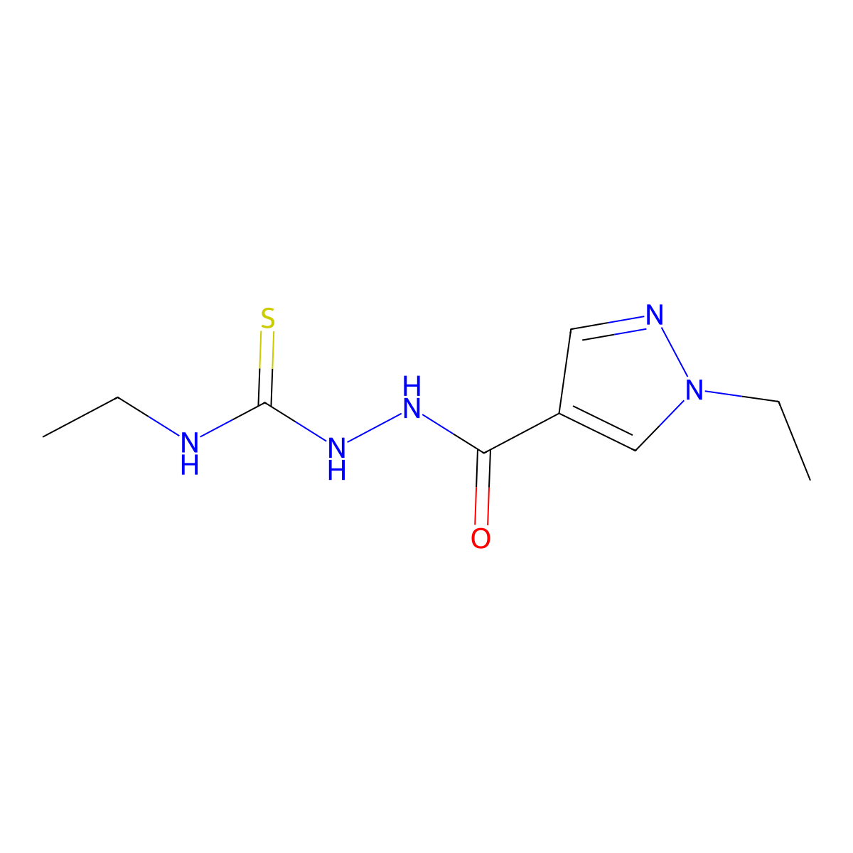 1-Ethyl-3-[(1-ethylpyrazole-4-carbonyl)amino]thiourea molecular structure, CAS 512814-11-8
