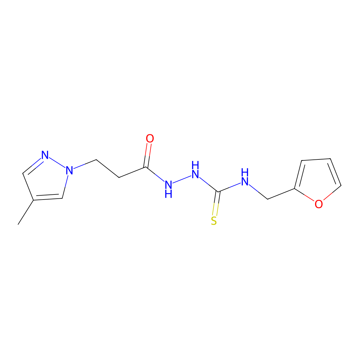 1-(Furan-2-ylmethyl)-3-[3-(4-methylpyrazol-1-yl)propanoylamino]thiourea molecular structure, CAS 512814-23-2