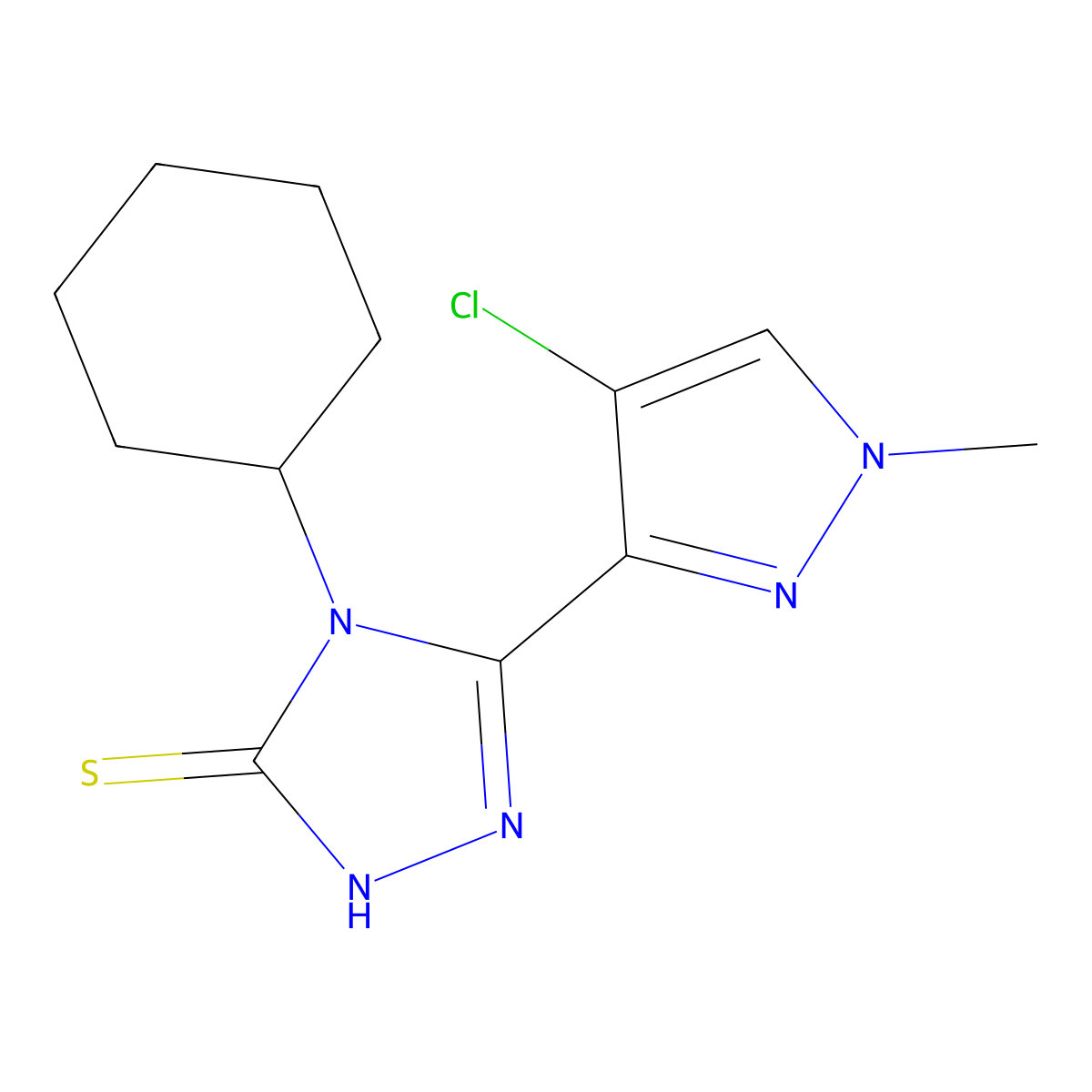 5-(4-chloro-1-methyl-1H-pyrazol-3-yl)-4-cyclohexyl-4H-1,2,4-triazole-3-thiol molecular structure, CAS 512814-33-4