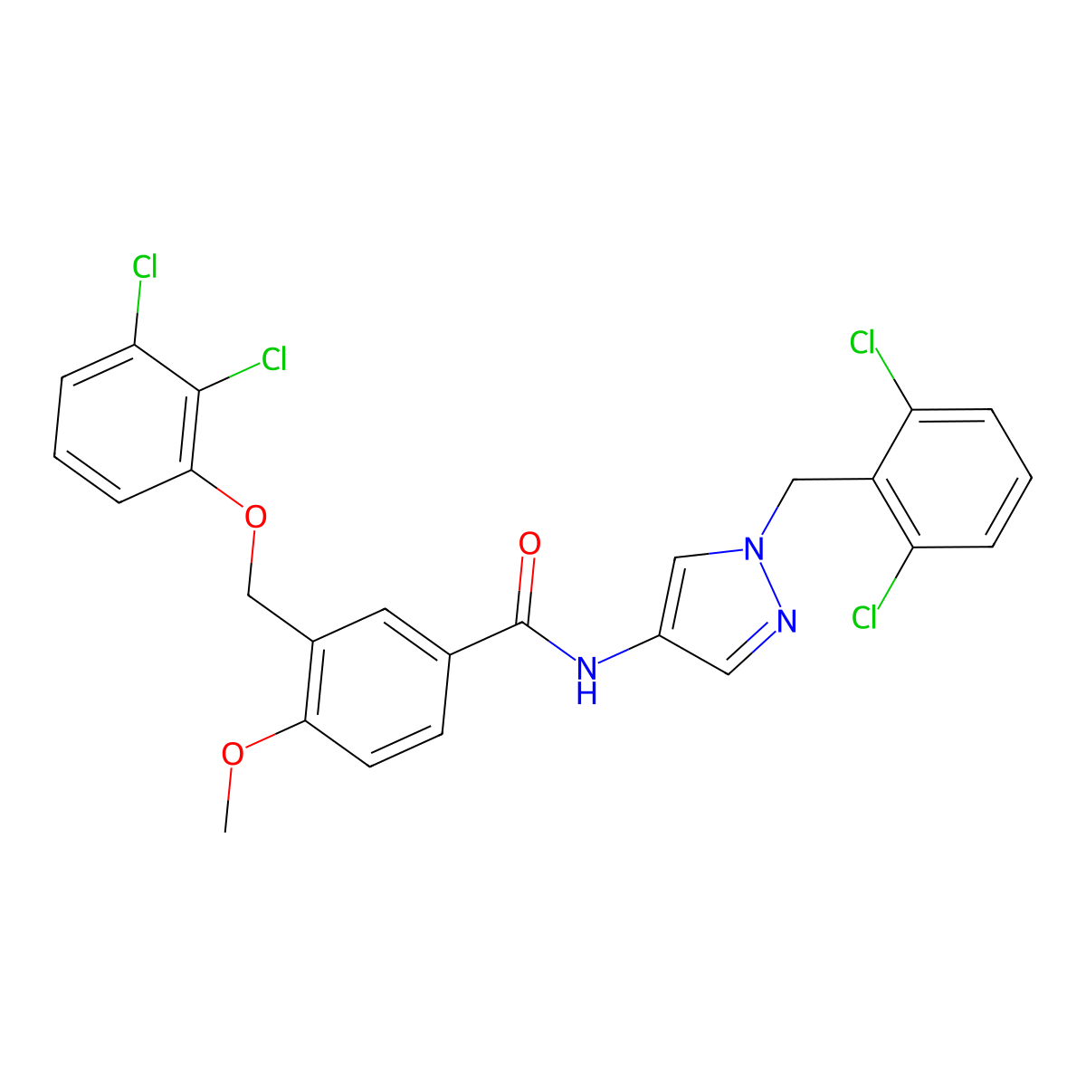 N-[1-(2,6-dichlorobenzyl)-1H-pyrazol-4-yl]-3-[(2,3-dichlorophenoxy)methyl]-4-methoxybenzamide molecular structure, CAS 512814-38-9