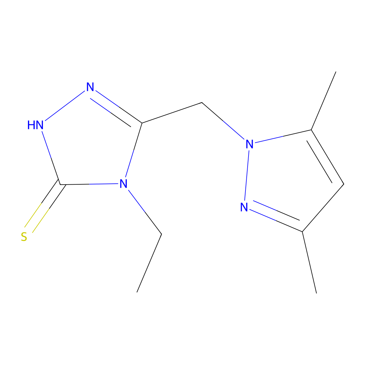 3-[(3,5-dimethylpyrazol-1-yl)methyl]-4-ethyl-1H-1,2,4-triazole-5-thione molecular structure, CAS 512814-46-9