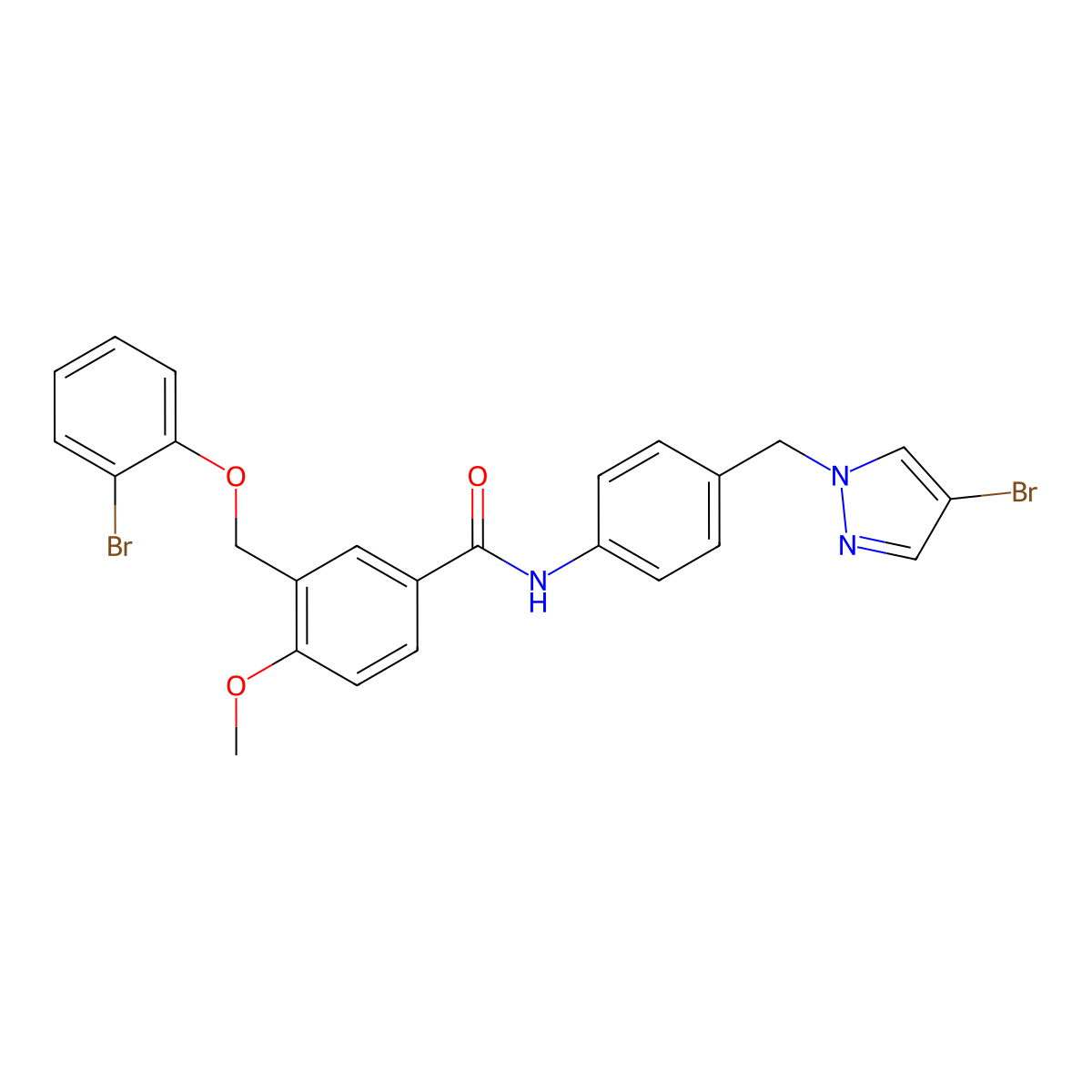 3-[(2-bromophenoxy)methyl]-N-{4-[(4-bromo-1H-pyrazol-1-yl)methyl]phenyl}-4-methoxybenzamide molecular structure, CAS 512814-65-2