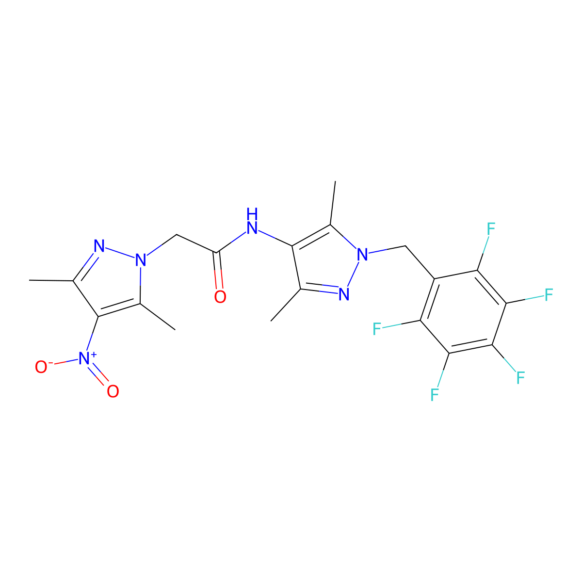 2-(3,5-dimethyl-4-nitropyrazol-1-yl)-N-[3,5-dimethyl-1-[(2,3,4,5,6-pentafluorophenyl)methyl]pyrazol-4-yl]acetamide molecular structure, CAS 512814-72-1