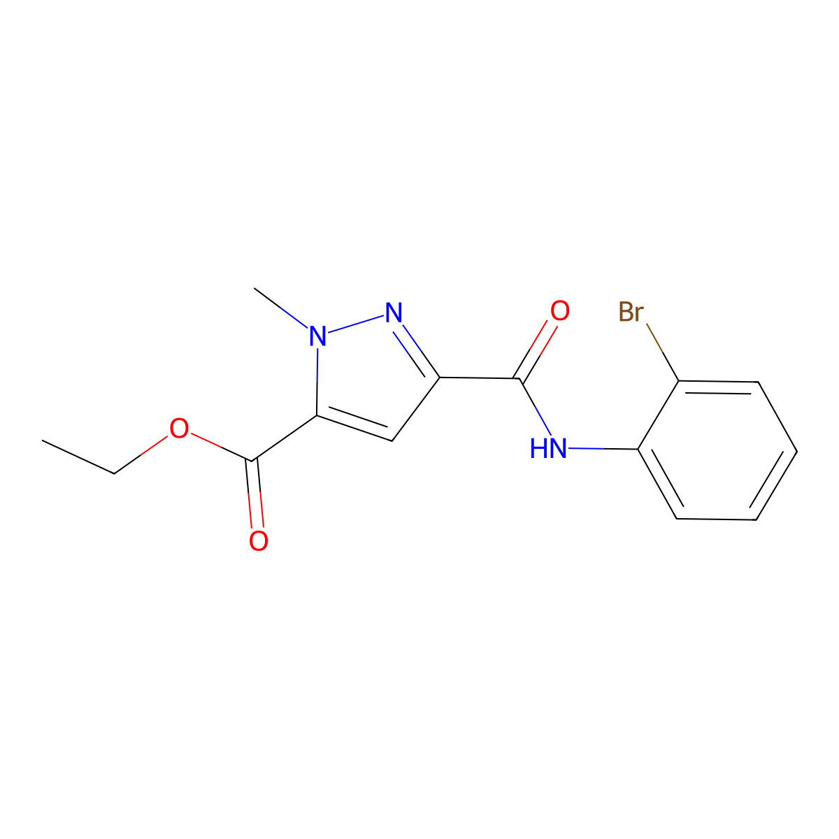ethyl 3-[(2-bromoanilino)carbonyl]-1-methyl-1H-pyrazole-5-carboxylate molecular structure, CAS 512815-01-9
