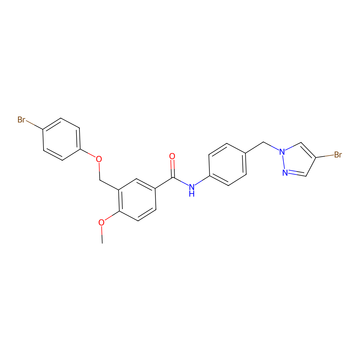 3-[(4-bromophenoxy)methyl]-N-{4-[(4-bromo-1H-pyrazol-1-yl)methyl]phenyl}-4-methoxybenzamide molecular structure, CAS 512815-09-7