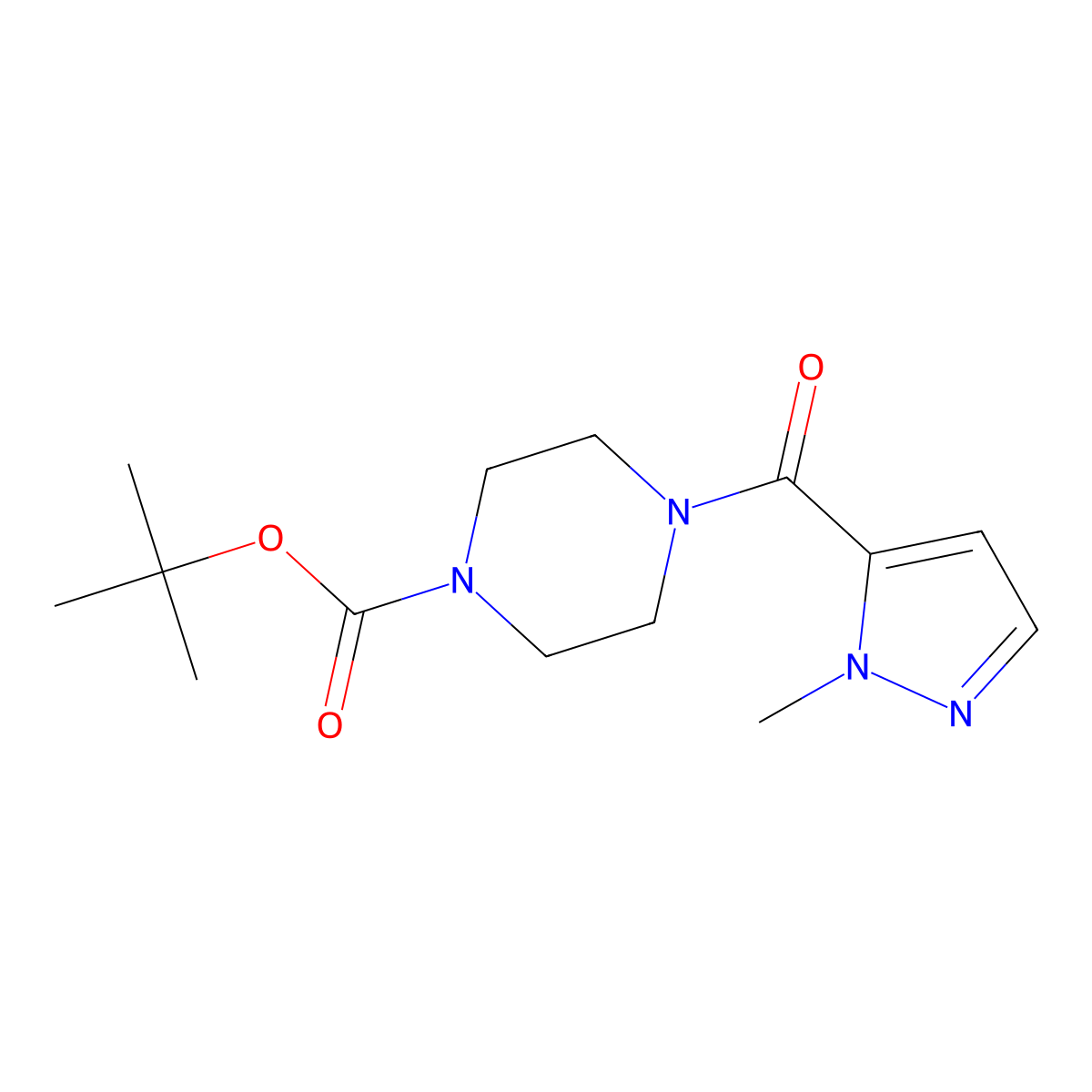 tert-butyl 4-[(1-methyl-1H-pyrazol-5-yl)carbonyl]piperazine-1-carboxylate molecular structure, CAS 512815-50-8