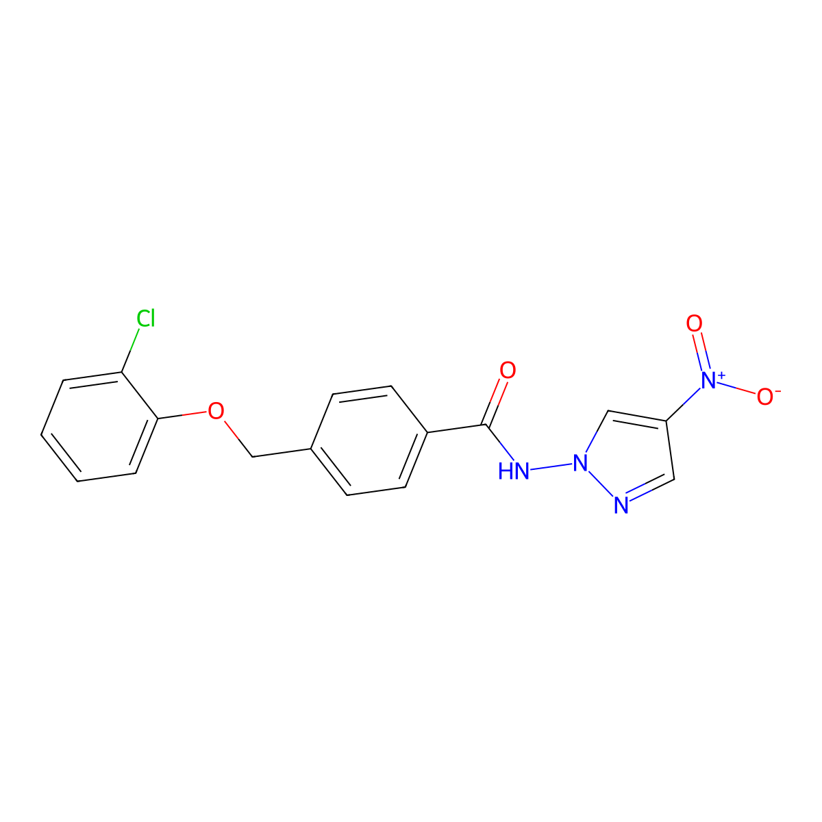 4-[(2-chlorophenoxy)methyl]-N-{4-nitro-1H-pyrazol-1-yl}benzamide molecular structure, CAS 512815-78-0