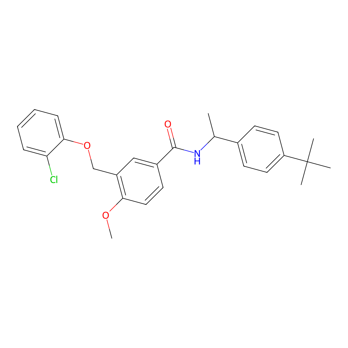 N-[1-(4-tert-butylphenyl)ethyl]-3-[(2-chlorophenoxy)methyl]-4-methoxybenzamide molecular structure, CAS 512816-19-2