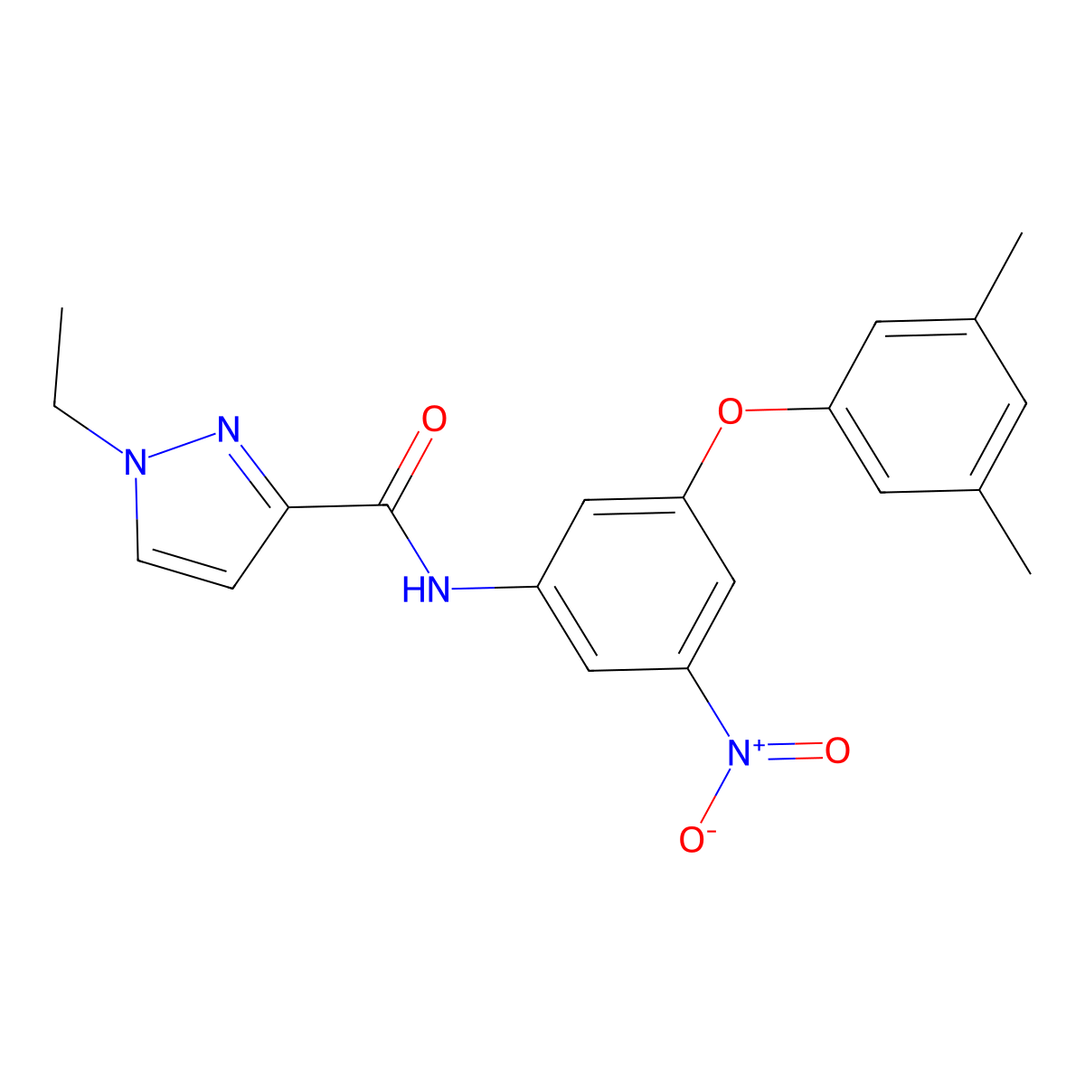 N-[3-(3,5-dimethylphenoxy)-5-nitrophenyl]-1-ethylpyrazole-3-carboxamide molecular structure, CAS 512816-28-3