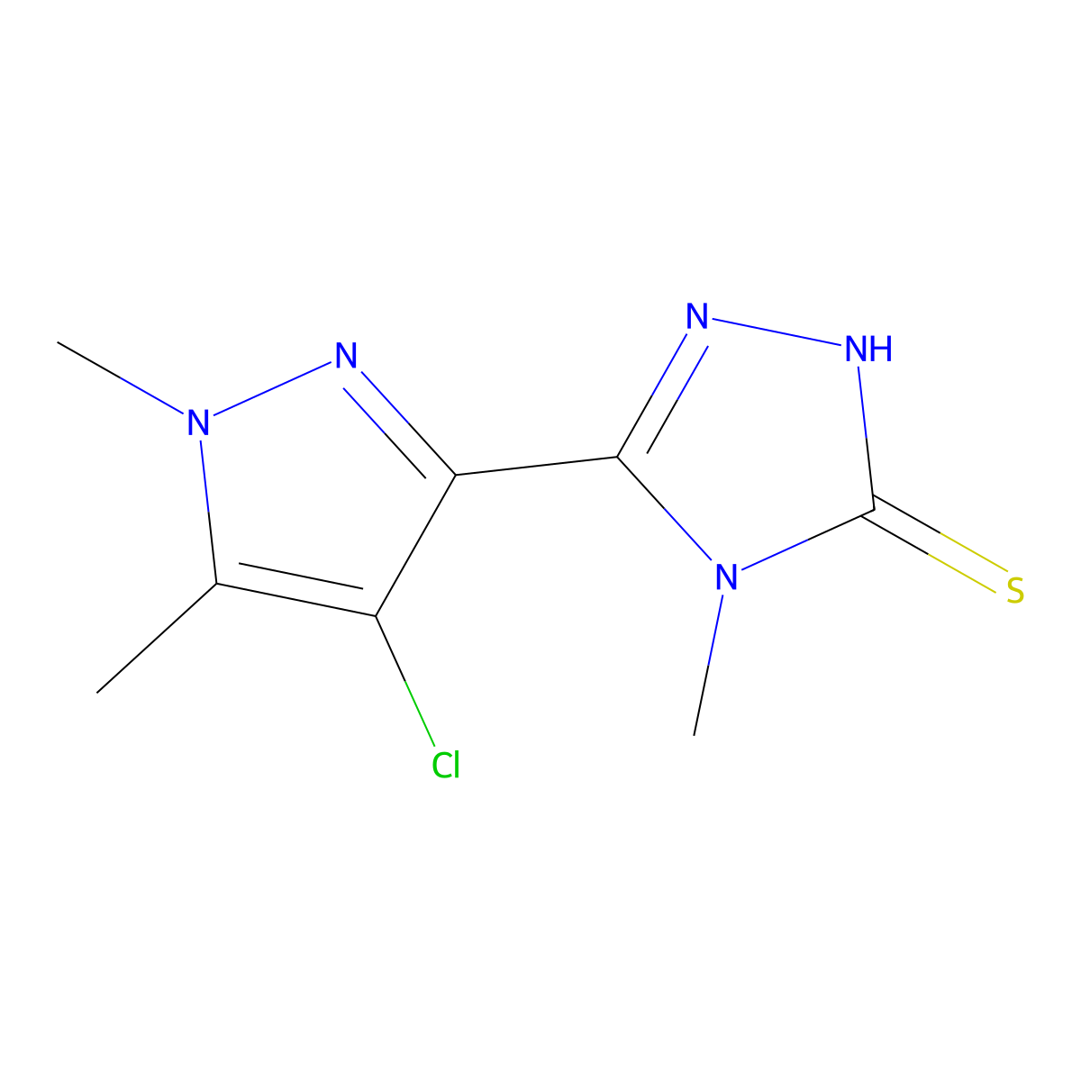 3-(4-chloro-1,5-dimethylpyrazol-3-yl)-4-methyl-1H-1,2,4-triazole-5-thione molecular structure, CAS 512816-38-5