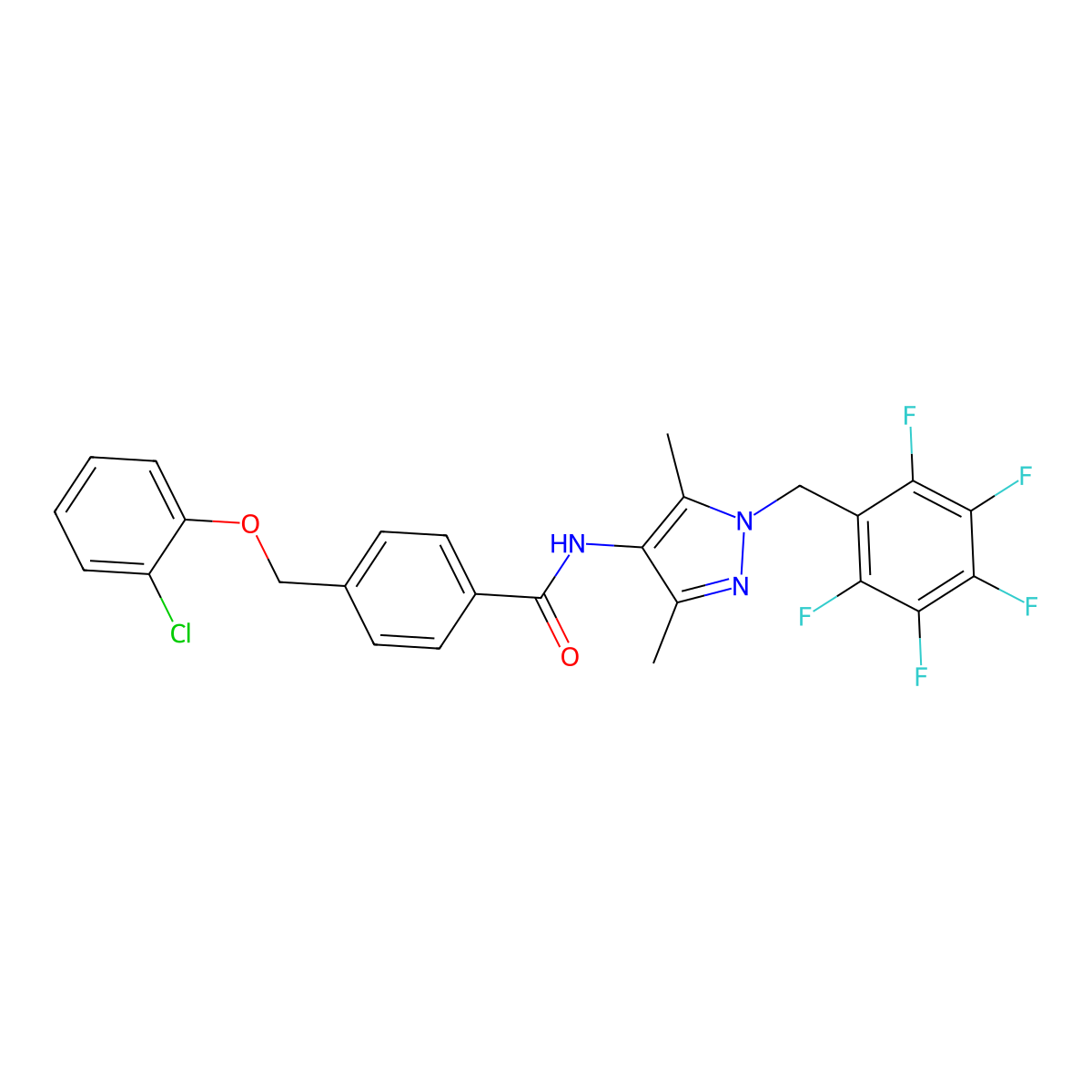 4-[(2-chlorophenoxy)methyl]-N-[3,5-dimethyl-1-(2,3,4,5,6-pentafluorobenzyl)-1H-pyrazol-4-yl]benzamide molecular structure, CAS 512816-53-4