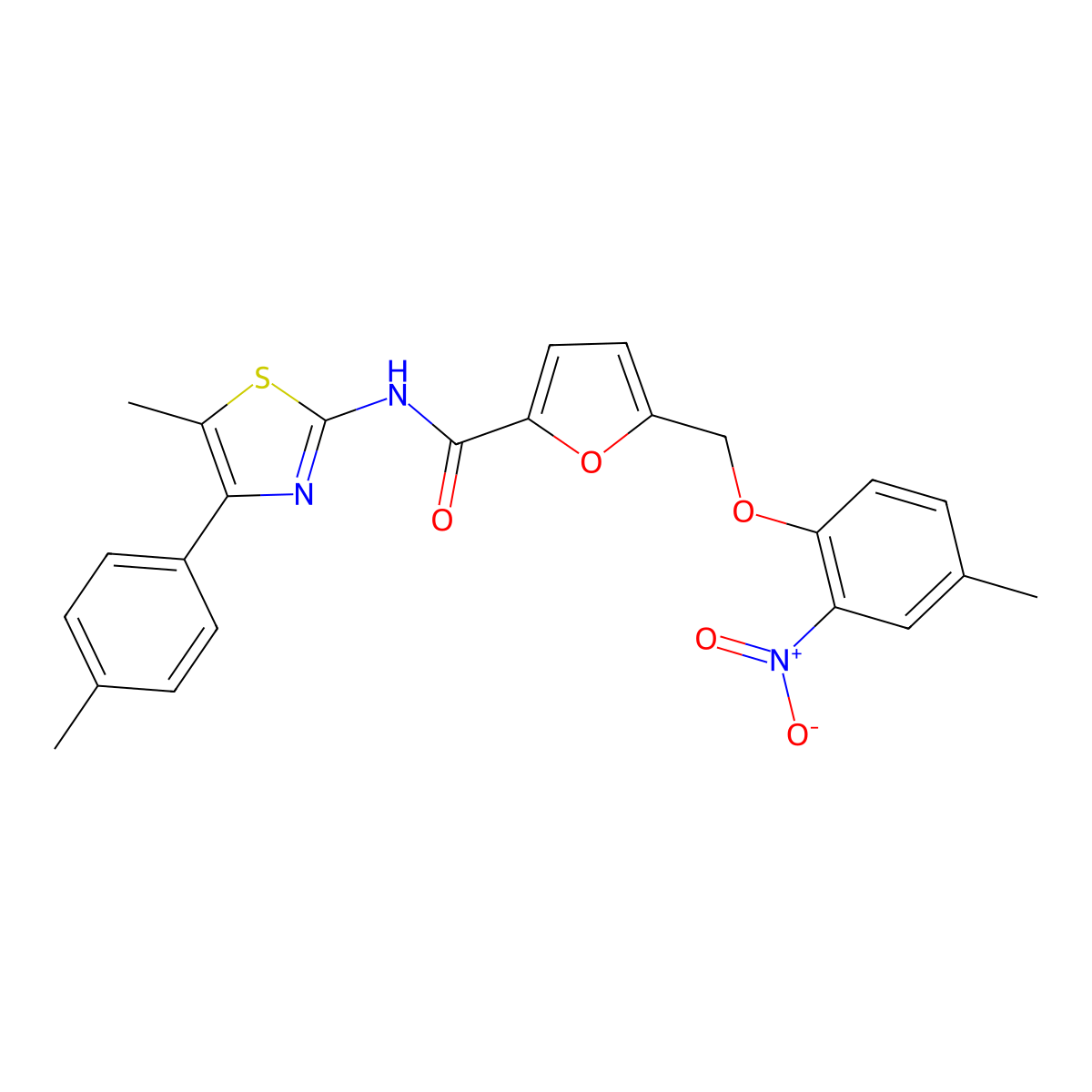 N-[5-methyl-4-(4-methylphenyl)-1,3-thiazol-2-yl]-5-[(4-methyl-2-nitrophenoxy)methyl]furan-2-carboxamide molecular structure, CAS 512816-54-5