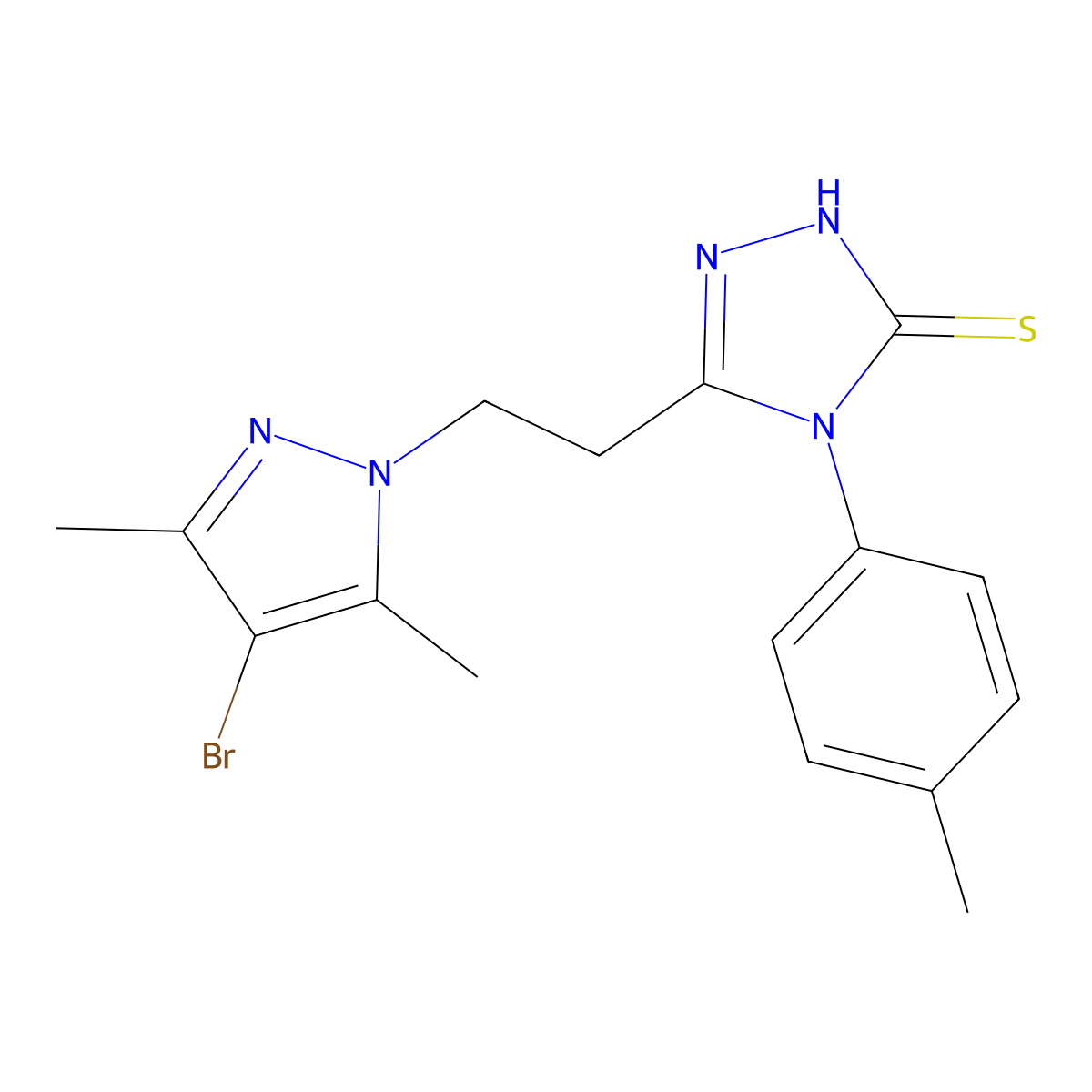 3-[2-(4-bromo-3,5-dimethylpyrazol-1-yl)ethyl]-4-(4-methylphenyl)-1H-1,2,4-triazole-5-thione molecular structure, CAS 512816-68-1