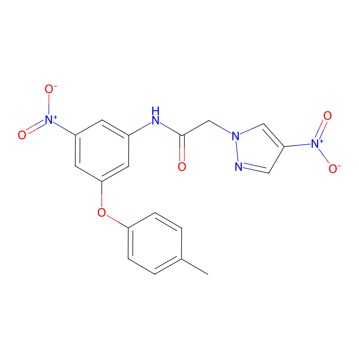 N-[3-(4-methylphenoxy)-5-nitrophenyl]-2-(4-nitropyrazol-1-yl)acetamide molecular structure, CAS 512816-92-1