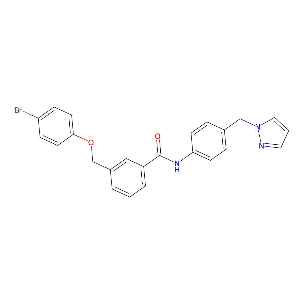 3-[(4-bromophenoxy)methyl]-N-[4-(1H-pyrazol-1-ylmethyl)phenyl]benzamide molecular structure, CAS 512817-27-5