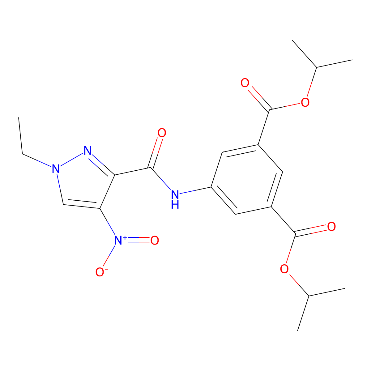 diisopropyl 5-[({1-ethyl-4-nitro-1H-pyrazol-3-yl}carbonyl)amino]isophthalate molecular structure, CAS 512817-40-2