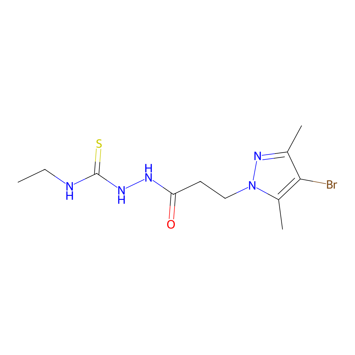 1-[3-(4-Bromo-3,5-dimethylpyrazol-1-yl)propanoylamino]-3-ethylthiourea molecular structure, CAS 512817-46-8
