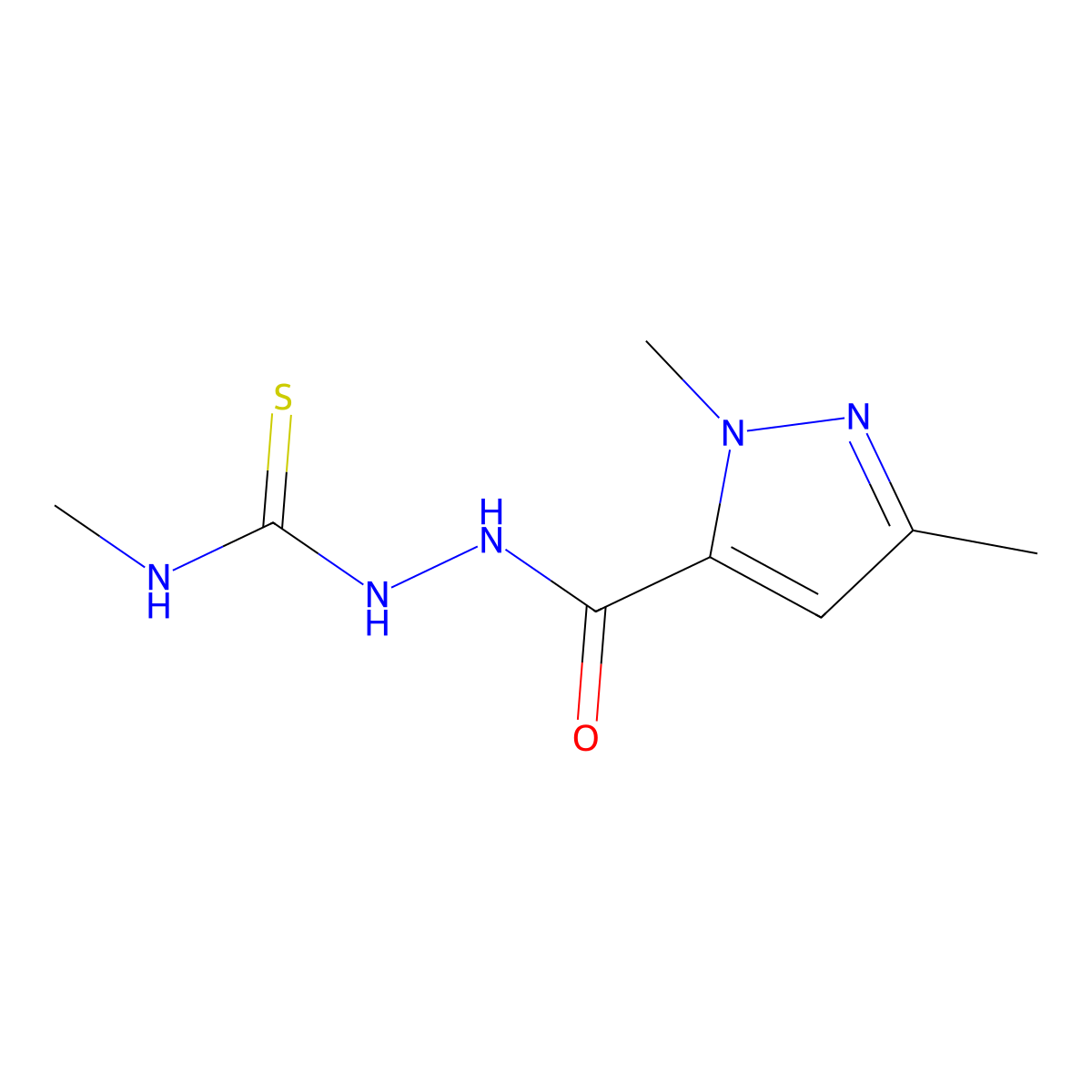 1-[(2,5-Dimethylpyrazole-3-carbonyl)amino]-3-methylthiourea molecular structure, CAS 512817-54-8