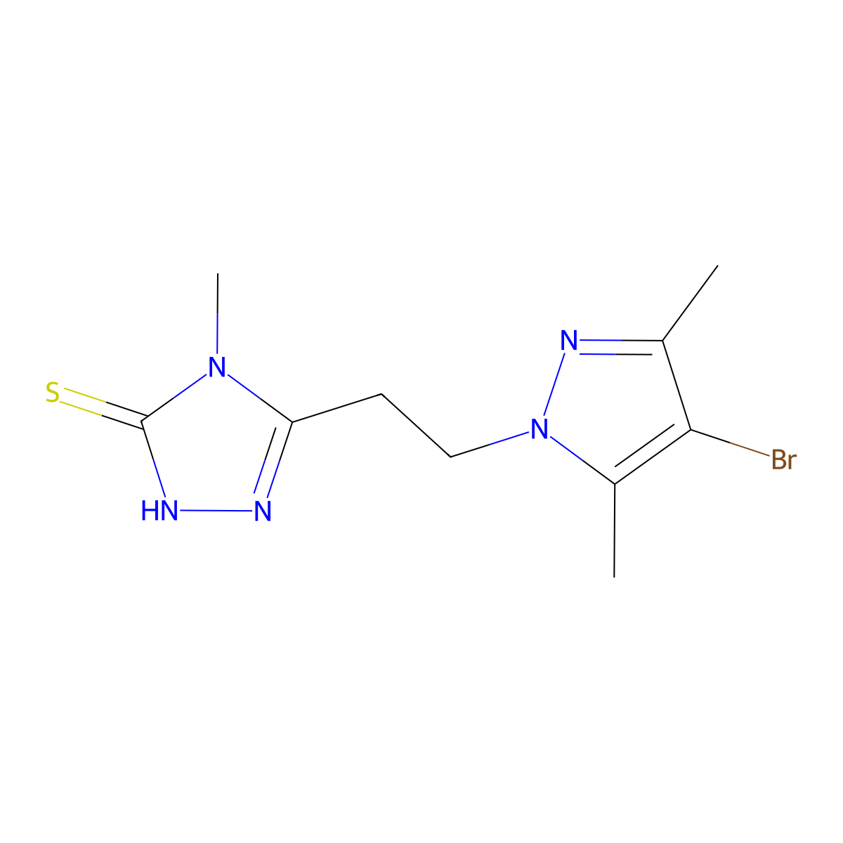 5-[2-(4-bromo-3,5-dimethyl-1H-pyrazol-1-yl)ethyl]-4-methyl-4H-1,2,4-triazole-3-thiol molecular structure, CAS 512817-71-9