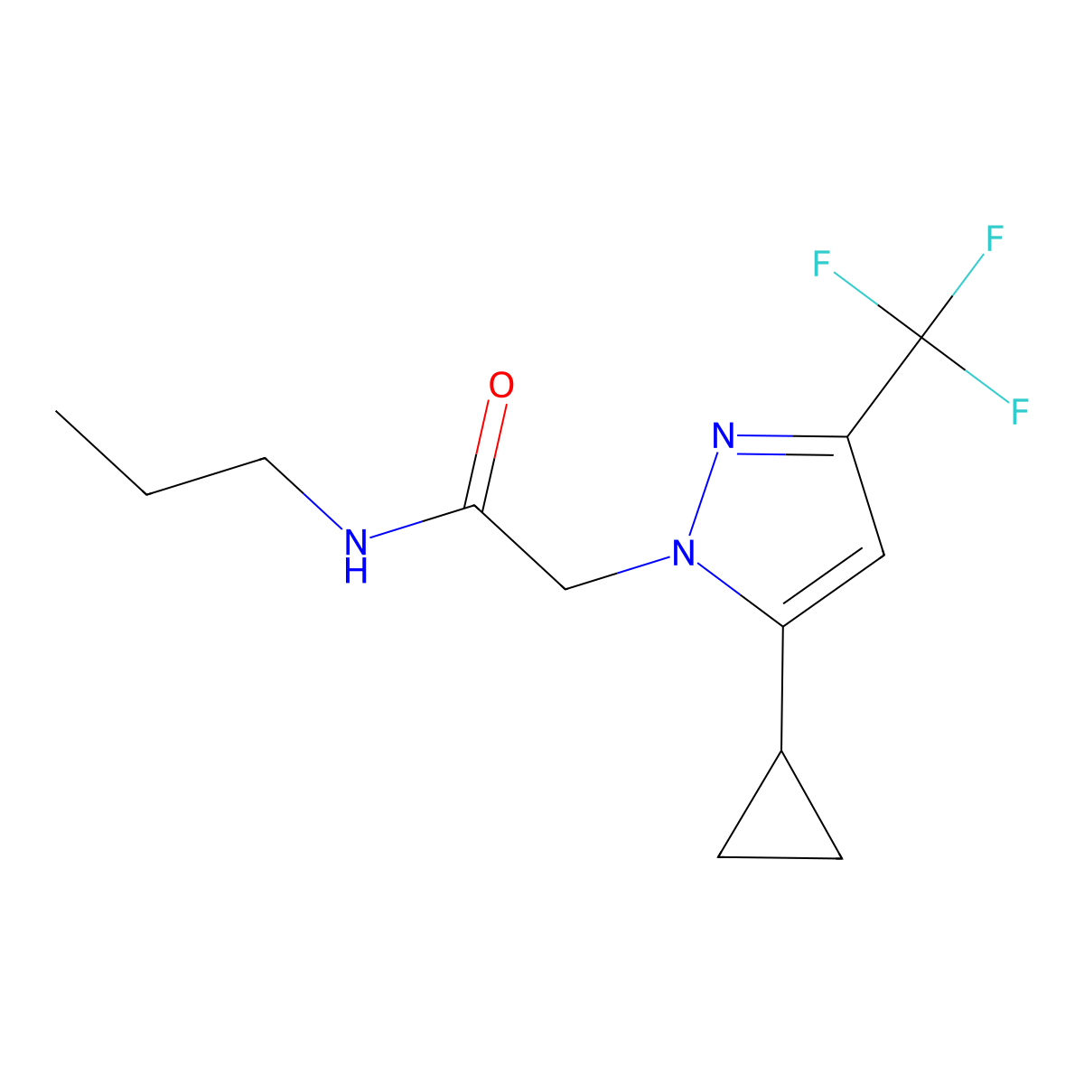 2-[5-cyclopropyl-3-(trifluoromethyl)pyrazol-1-yl]-N-propylacetamide molecular structure, CAS 512817-96-8