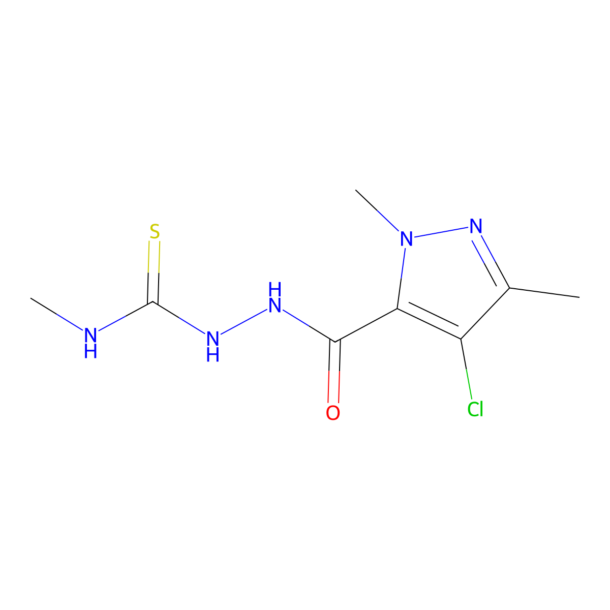 1-[(4-Chloro-2,5-dimethylpyrazole-3-carbonyl)amino]-3-methylthiourea molecular structure, CAS 512817-98-0