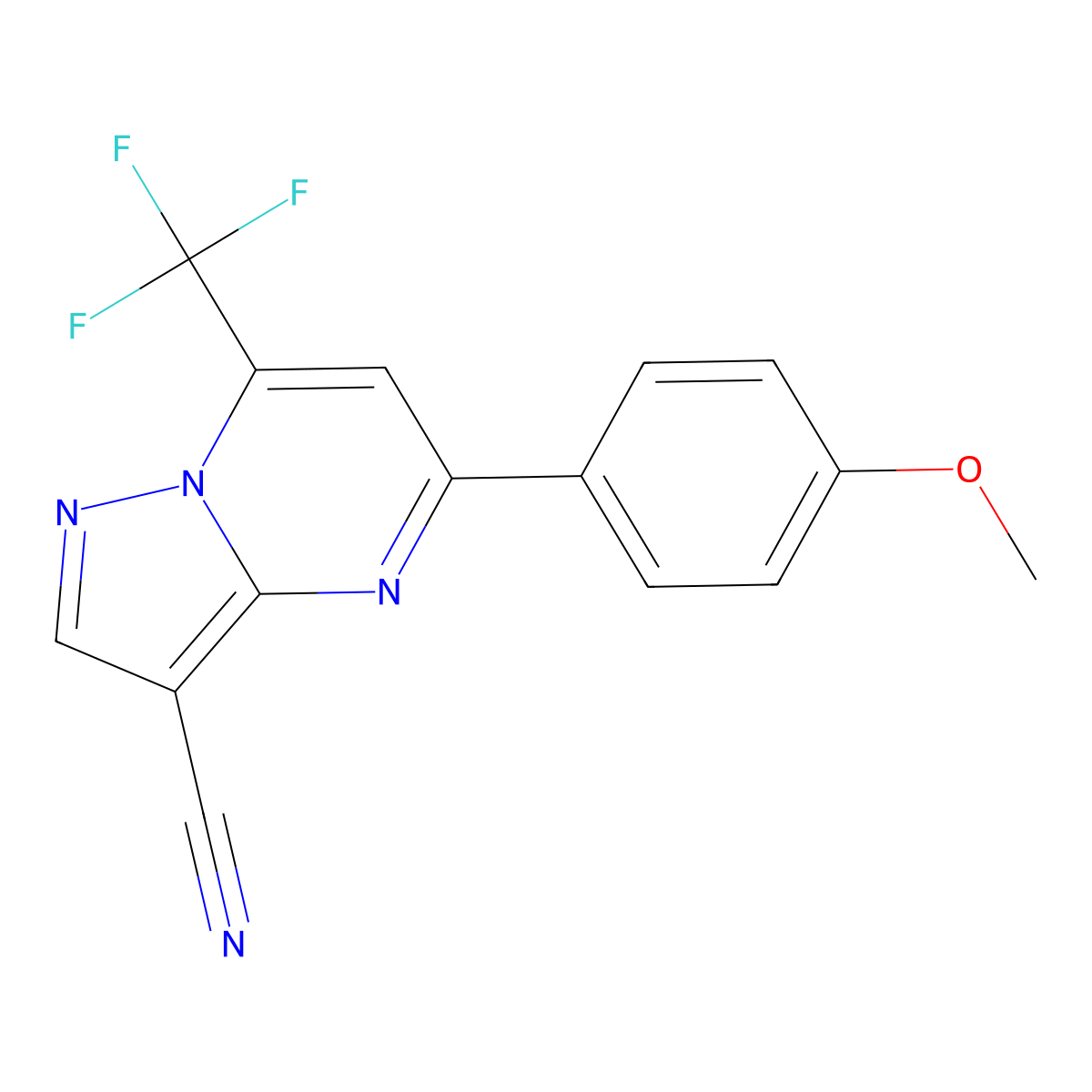 5-(4-Methoxyphenyl)-7-(trifluoromethyl)pyrazolo[1,5-a]pyrimidine-3-carbonitrile molecular structure, CAS 512818-00-7