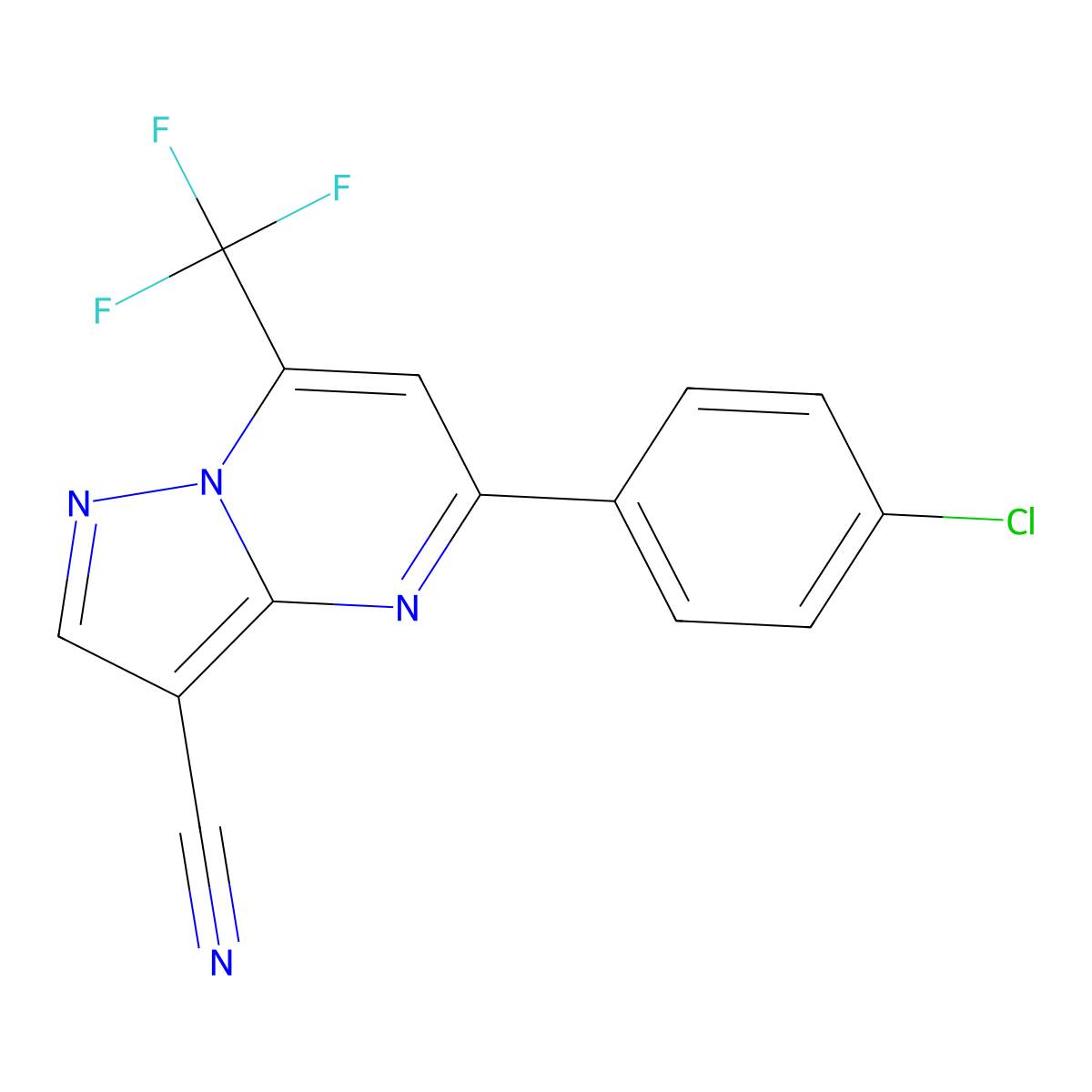 5-(4-Chlorophenyl)-7-(trifluoromethyl)pyrazolo[1,5-a]pyrimidine-3-carbonitrile molecular structure, CAS 512818-22-3