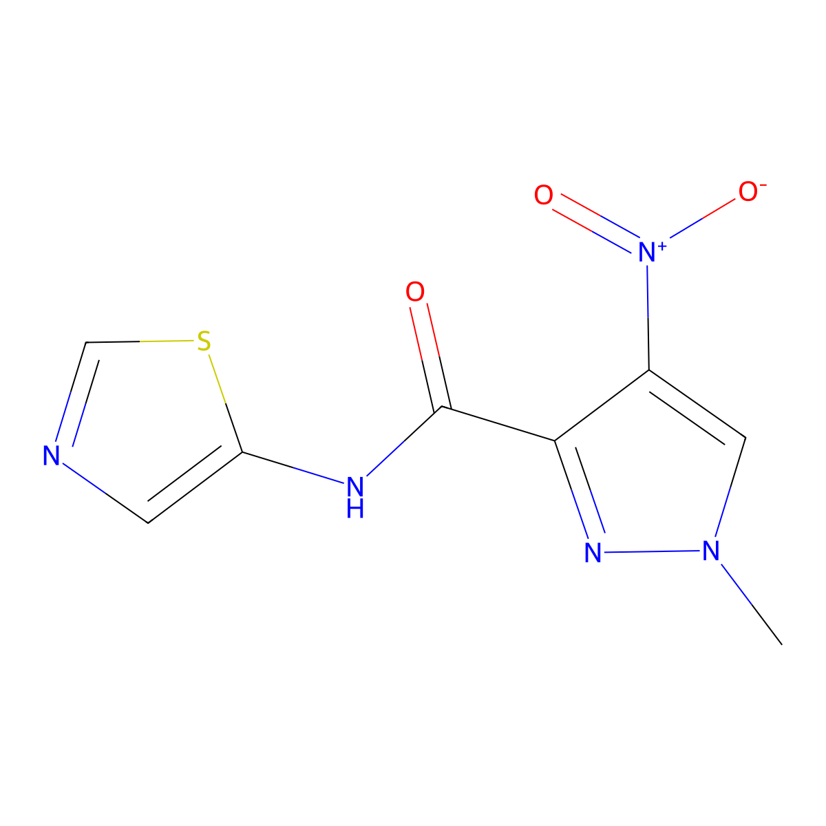 1-Methyl-4-nitro-N-(thiazol-5-yl)-1H-pyrazole-3-carboxamide molecular structure, CAS 512818-27-8