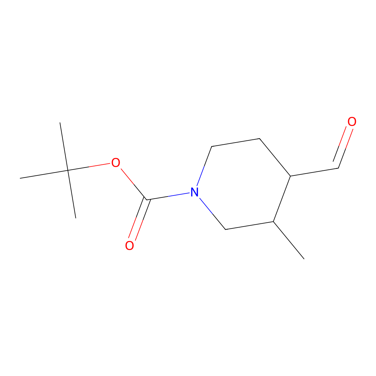 Tert-butyl 4-formyl-3-methylpiperidine-1-carboxylate molecular structure, CAS 512822-18-3