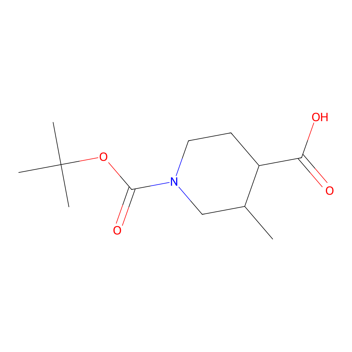 N-Boc-3-methyl-4-piperidinecarboxylic acid molecular structure, CAS 512822-50-3