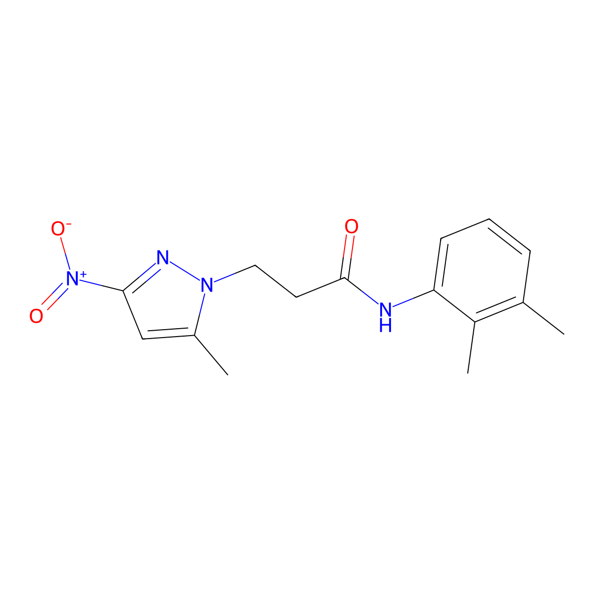 N-(2,3-dimethylphenyl)-3-(5-methyl-3-nitropyrazol-1-yl)propanamide molecular structure, CAS 512822-99-0