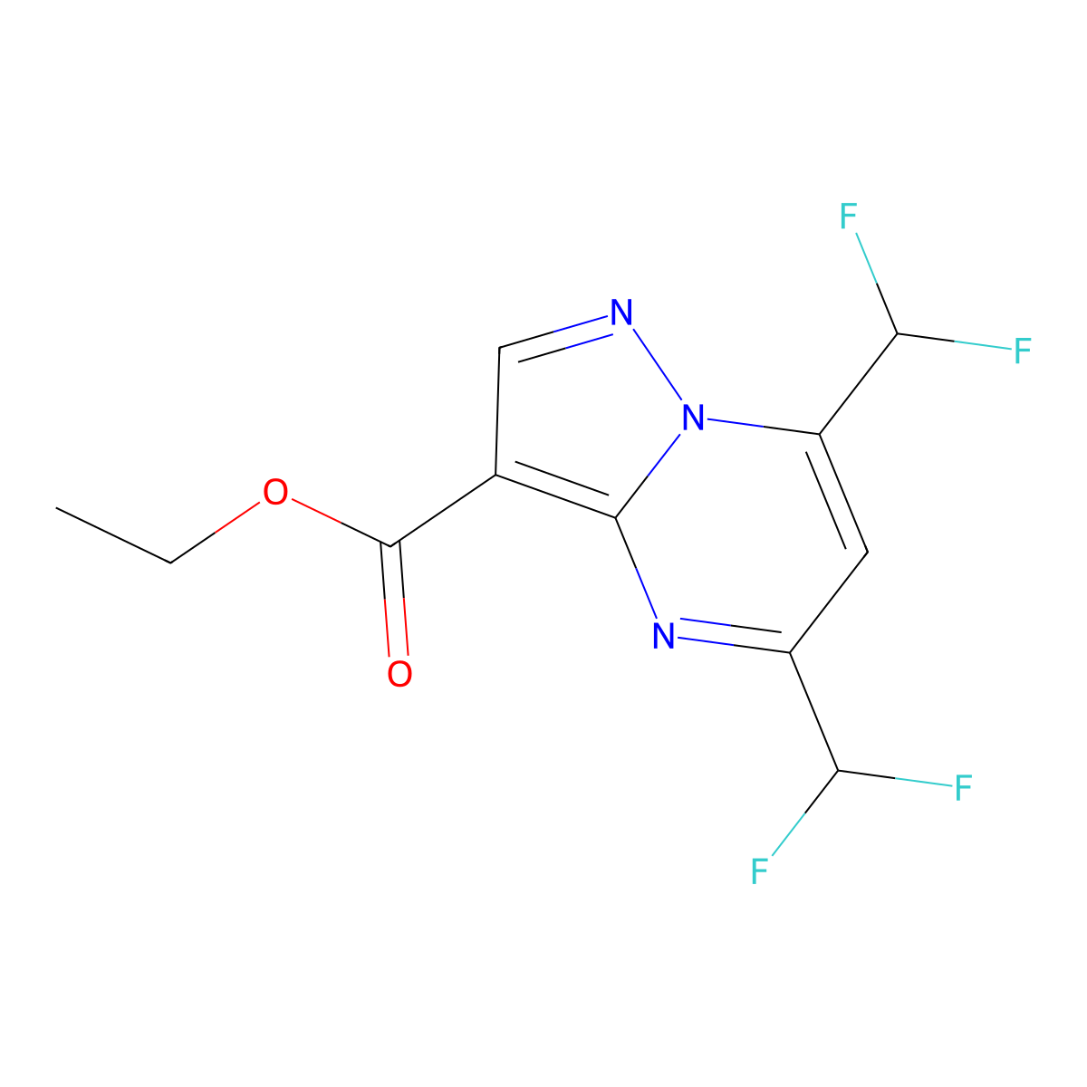 Ethyl 5,7-bis(difluoromethyl)pyrazolo[1,5-a]pyrimidine-3-carboxylate molecular structure, CAS 512823-09-5