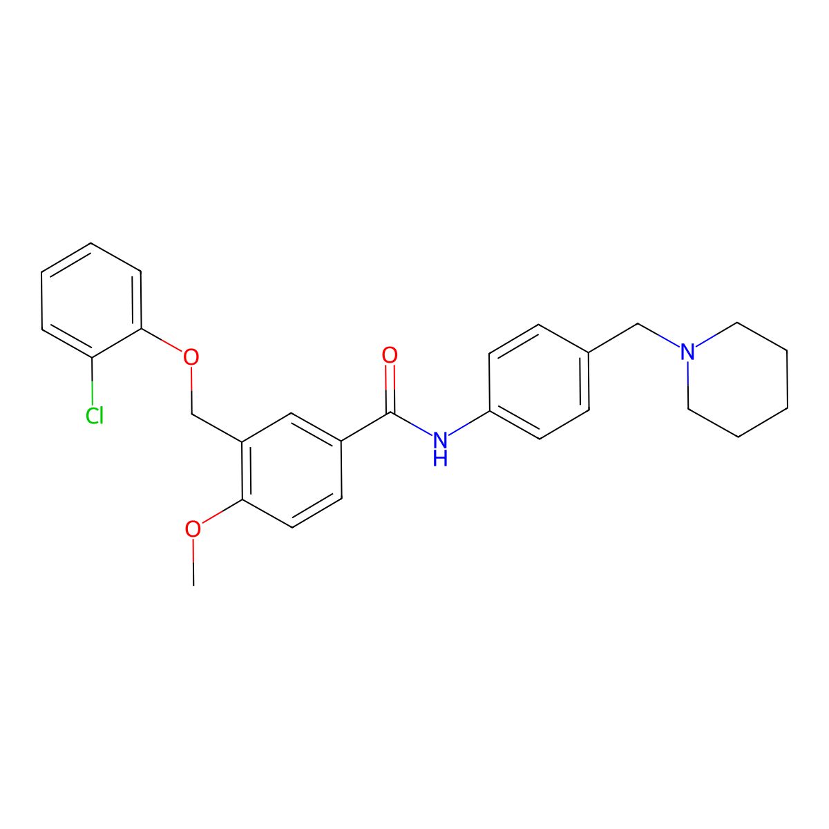 3-[(2-chlorophenoxy)methyl]-4-methoxy-N-[4-(piperidin-1-ylmethyl)phenyl]benzamide molecular structure, CAS 512823-28-8