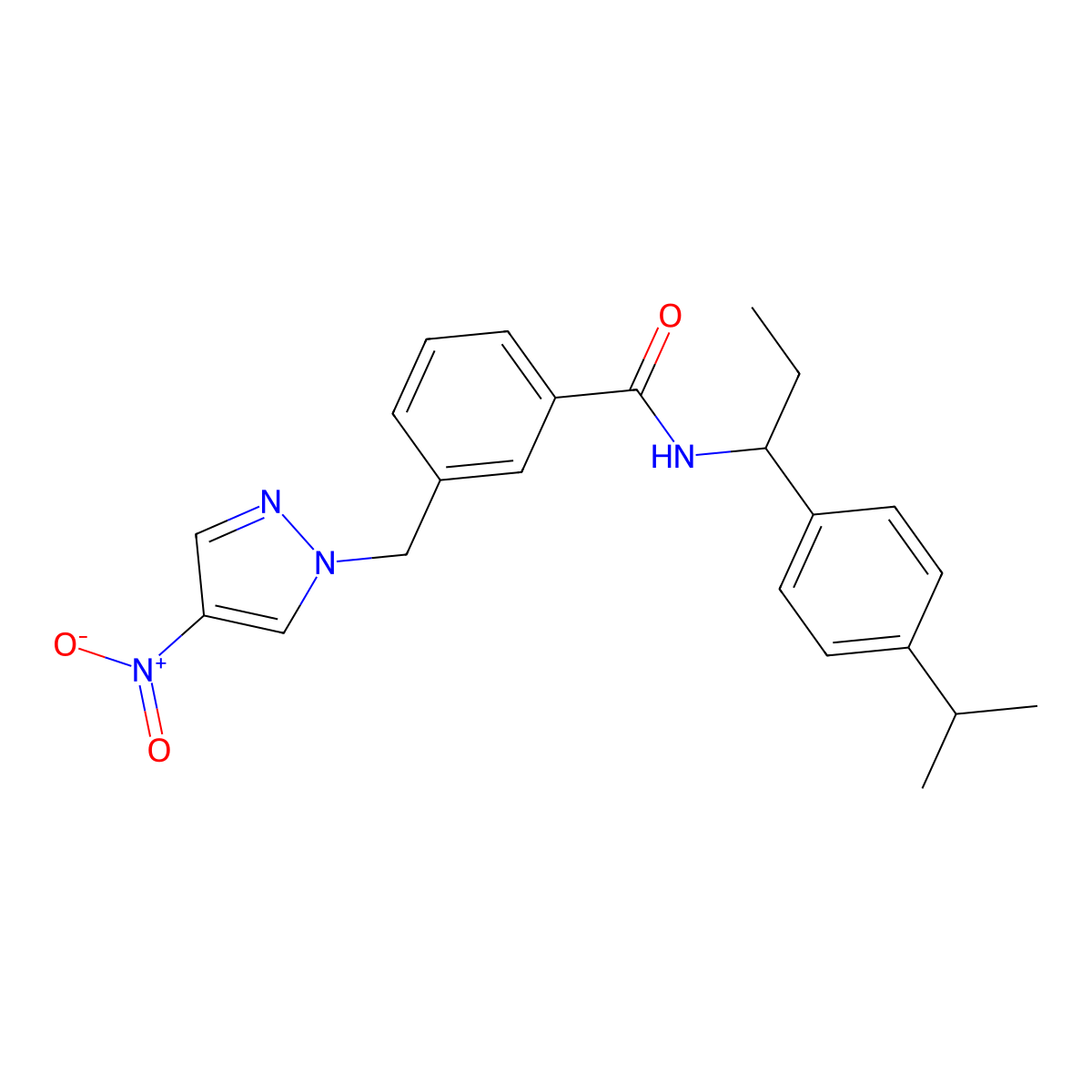 3-({4-nitro-1H-pyrazol-1-yl}methyl)-N-[1-(4-isopropylphenyl)propyl]benzamide molecular structure, CAS 512823-31-3