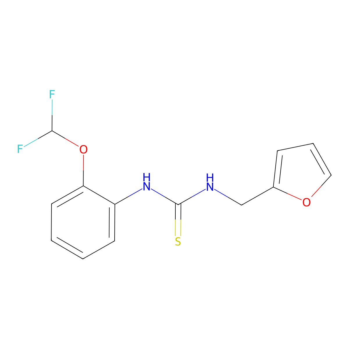 N-[2-(difluoromethoxy)phenyl]-N'-(2-furylmethyl)thiourea molecular structure, CAS 512823-32-4