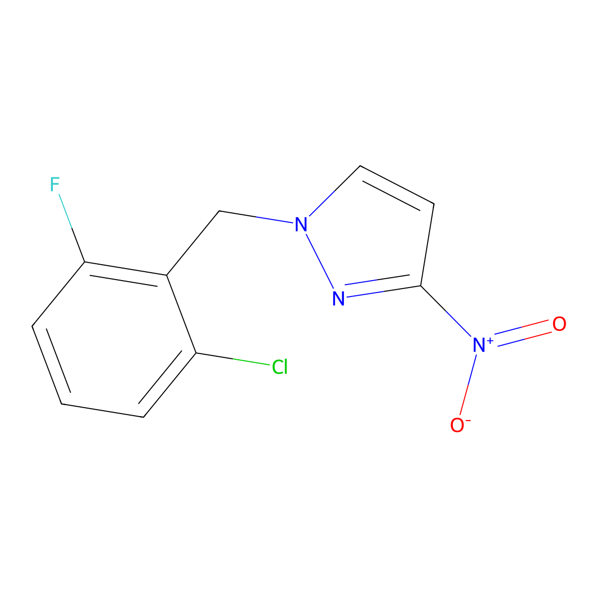 1-(2-chloro-6-fluorobenzyl)-3-nitro-1H-pyrazole molecular structure, CAS 512823-37-9