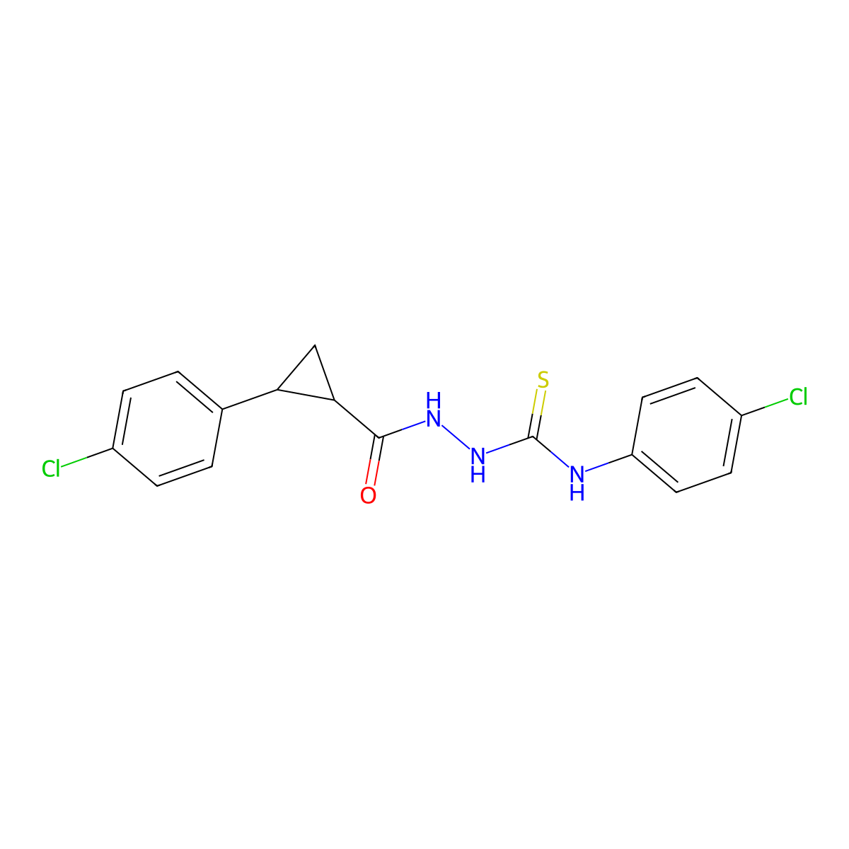 1-(4-Chlorophenyl)-3-[[2-(4-chlorophenyl)cyclopropanecarbonyl]amino]thiourea molecular structure, CAS 512823-48-2