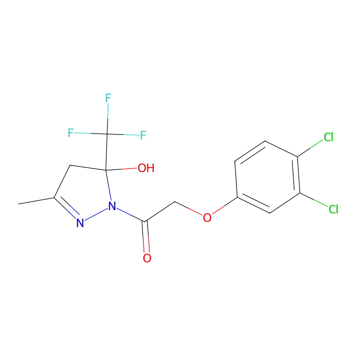 2-(3,4-dichlorophenoxy)-1-[5-hydroxy-3-methyl-5-(trifluoromethyl)-4H-pyrazol-1-yl]ethanone molecular structure, CAS 512823-50-6
