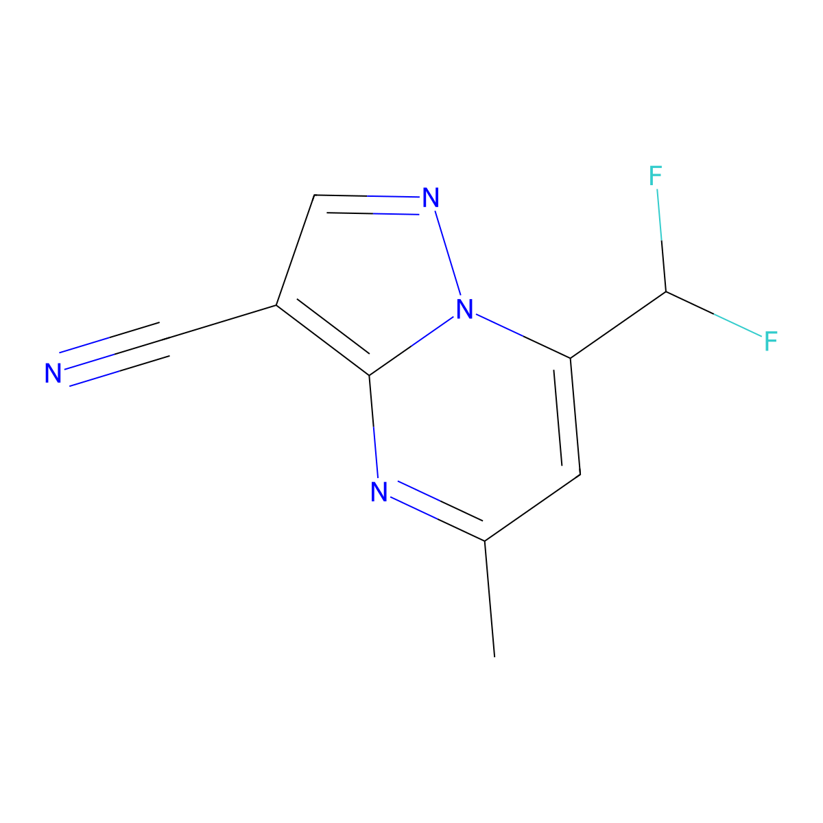 7-(Difluoromethyl)-5-methylpyrazolo[1,5-a]pyrimidine-3-carbonitrile molecular structure, CAS 512823-59-5