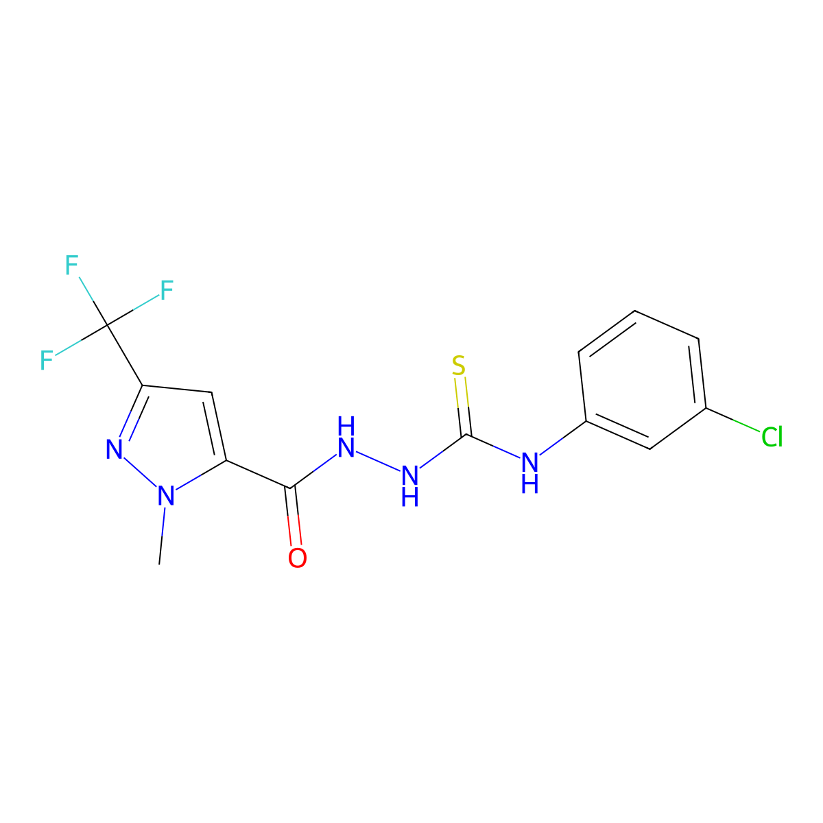 1-(3-Chlorophenyl)-3-[[2-methyl-5-(trifluoromethyl)pyrazole-3-carbonyl]amino]thiourea molecular structure, CAS 512823-67-5