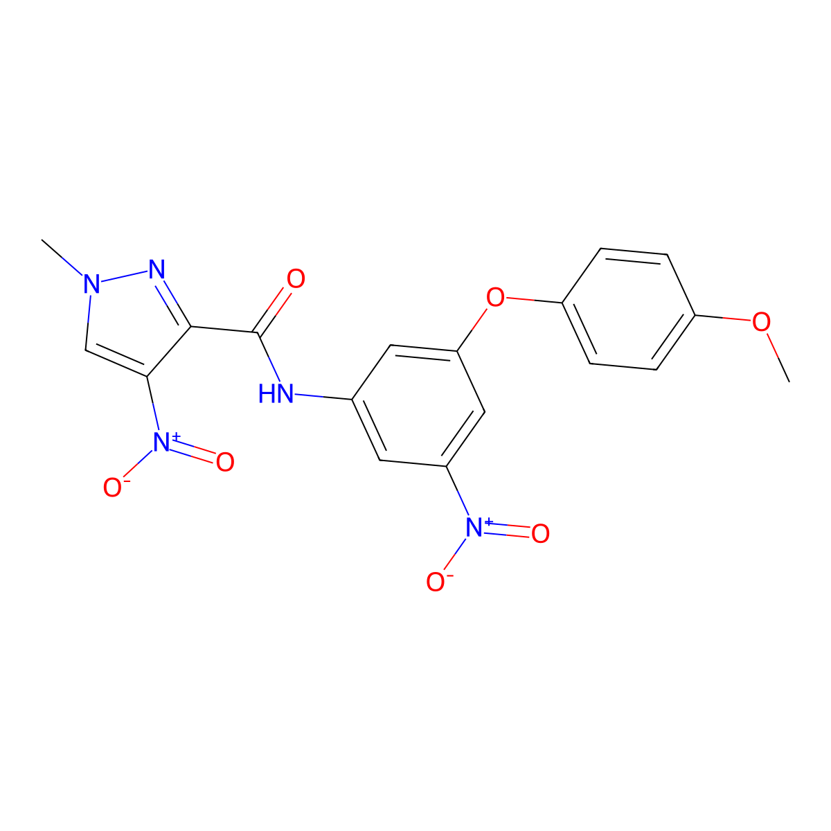 N-[3-(4-methoxyphenoxy)-5-nitrophenyl]-1-methyl-4-nitropyrazole-3-carboxamide molecular structure, CAS 512823-72-2