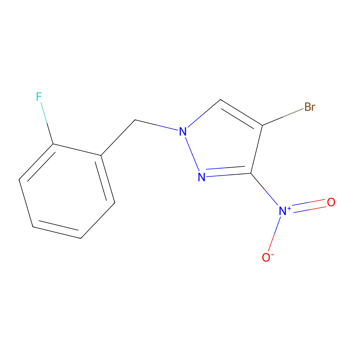 1H-Pyrazole, 4-bromo-1-[(2-fluorophenyl)methyl]-3-nitro- molecular structure, CAS 512823-86-8