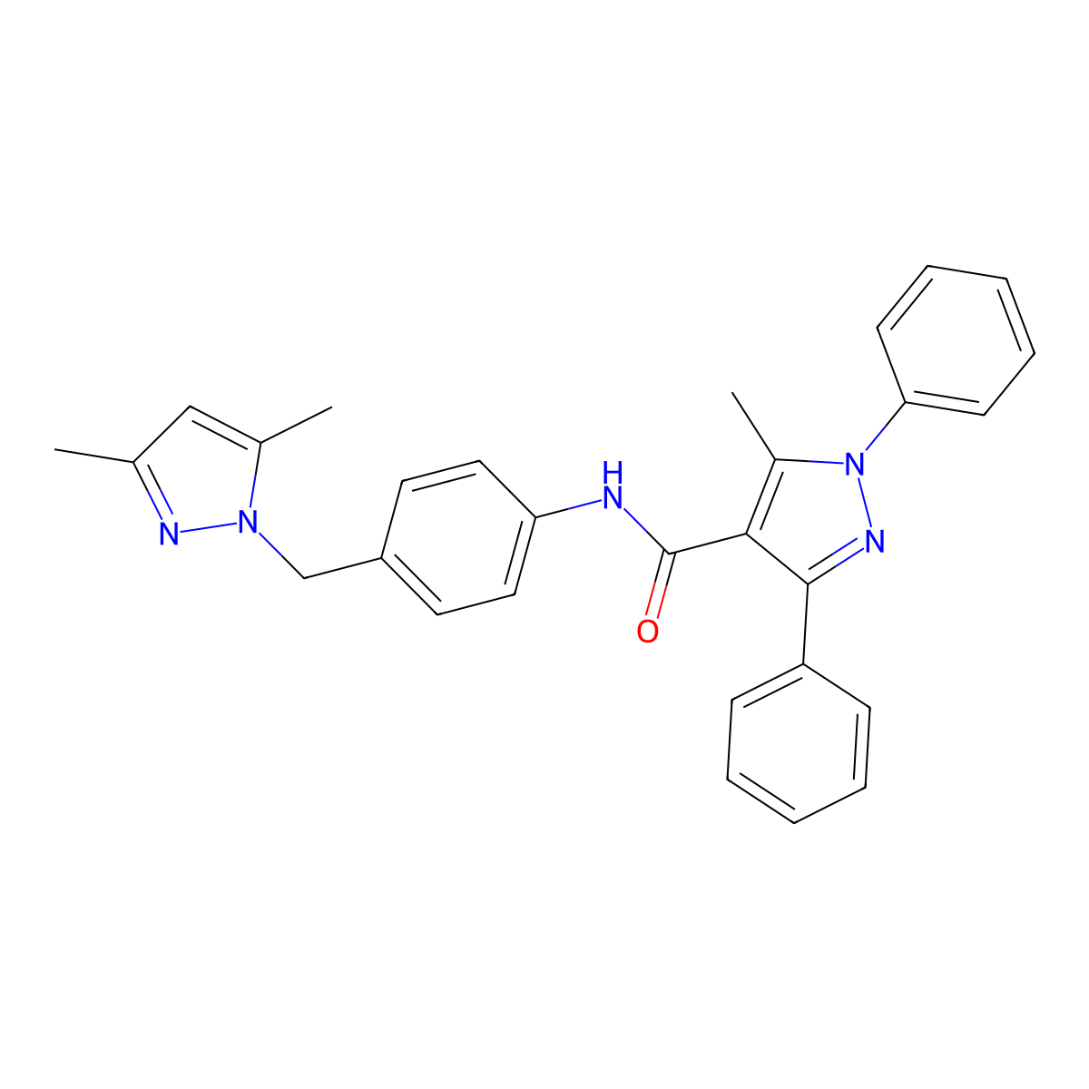 N-{4-[(3,5-dimethyl-1H-pyrazol-1-yl)methyl]phenyl}-5-methyl-1,3-diphenyl-1H-pyrazole-4-carboxamide molecular structure, CAS 512823-89-1