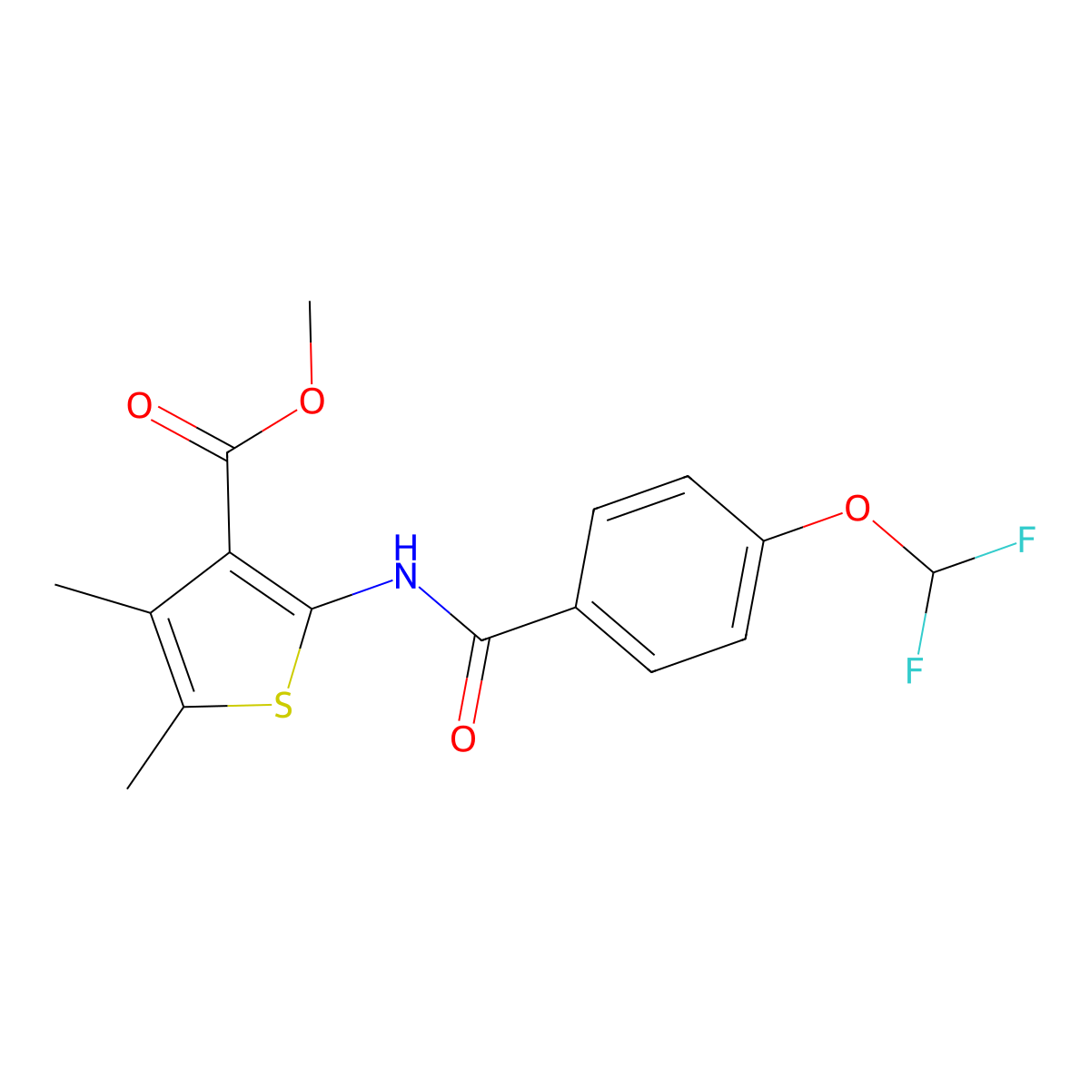 Methyl 2-{[4-(difluoromethoxy)benzoyl]amino}-4,5-dimethyl-3-thiophenecarboxylate molecular structure, CAS 512823-96-0