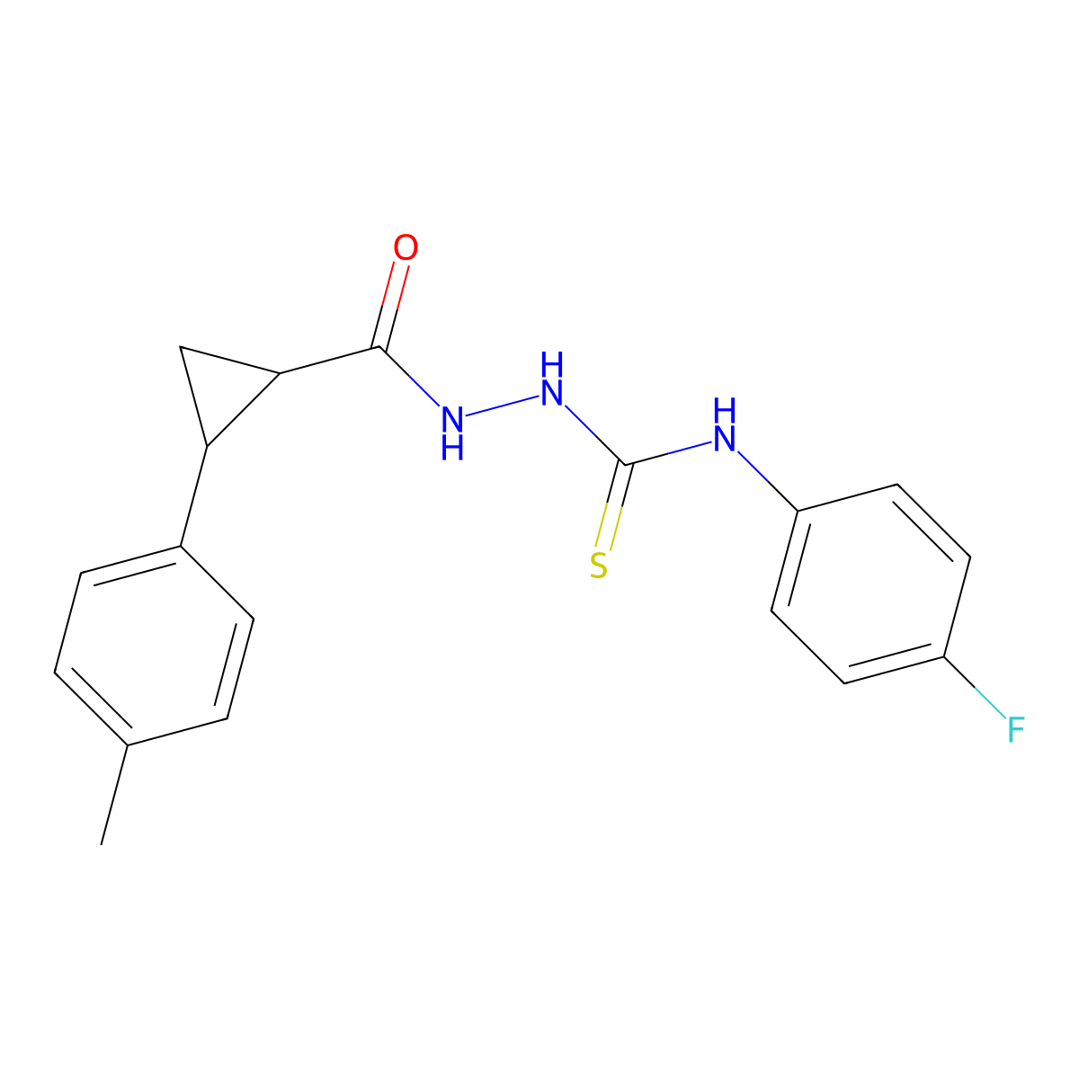 1-(4-Fluorophenyl)-3-[[2-(4-methylphenyl)cyclopropanecarbonyl]amino]thiourea molecular structure, CAS 512824-05-4