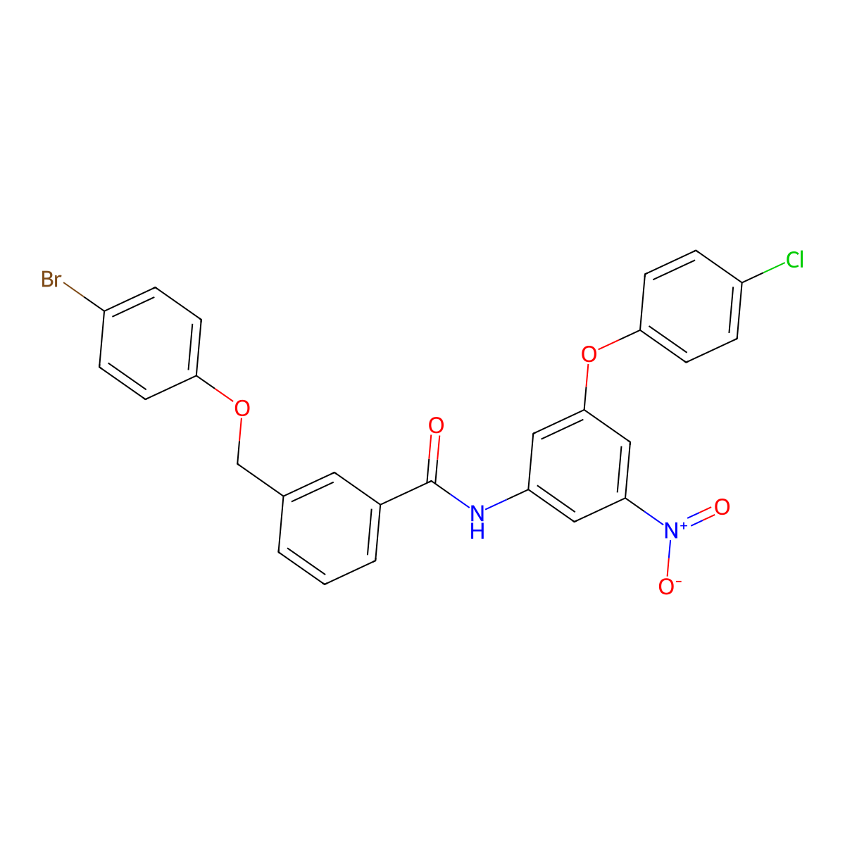 3-[(4-bromophenoxy)methyl]-N-[3-(4-chlorophenoxy)-5-nitrophenyl]benzamide molecular structure, CAS 512824-07-6